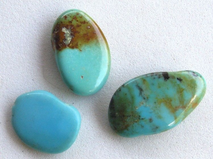 Turquoise 3 Polished Nuggets LOT Natural Tumbled Rock Gemstones Kingman Mine USA