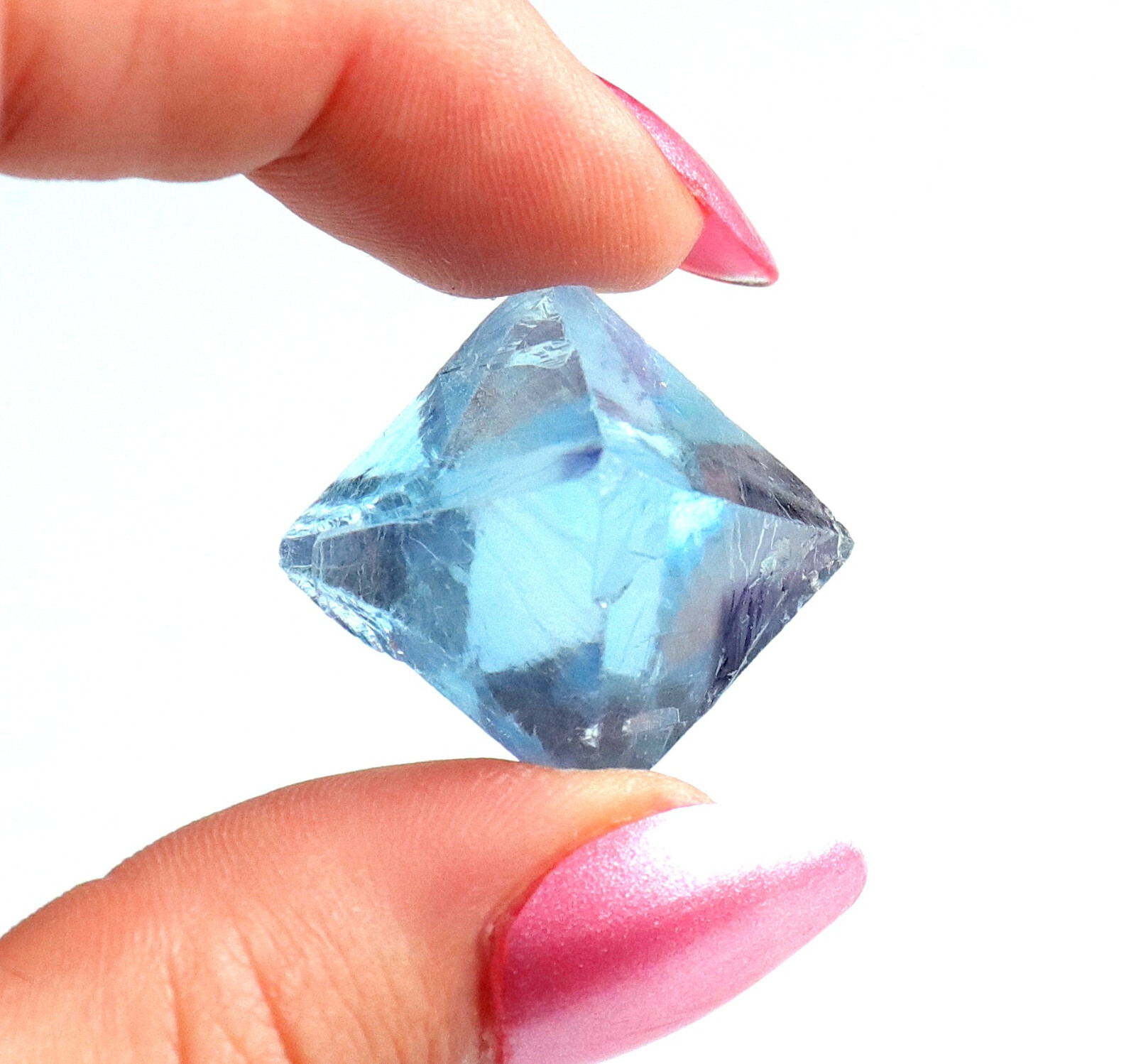 Fluorite Octahedron Gemmy Sky Blue Color Cave In Rock, Illinois 2.9 Cms
