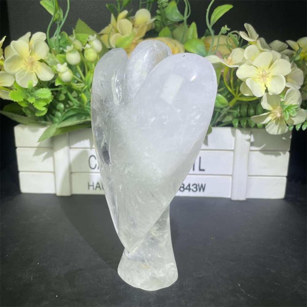 1.3LB 5.9″ Natural A+ Clear Quartz Angel Carving Crystal Quartz Mineral Decor