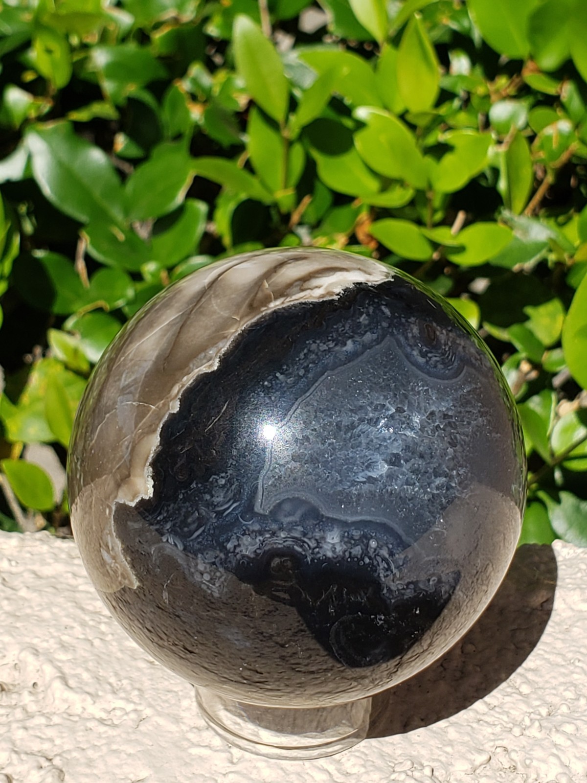 2.63″ Volcano Agate Quartz Crystal Sphere Ball Orb Stunning Green UV, 400g