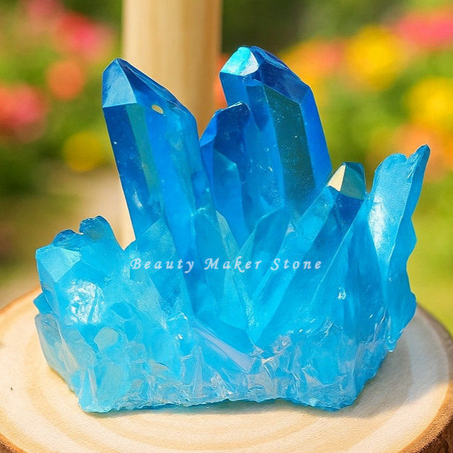 80-100g Aqua Aura Blue Cluster Titanium Geode Quartz Crystal Mineral Specimens