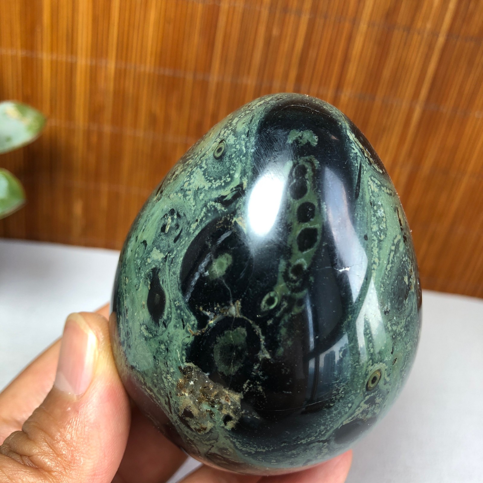 72mm NATURAL Green Kambaba jasper sphere egg quartz Crystal Healing 339g g7766