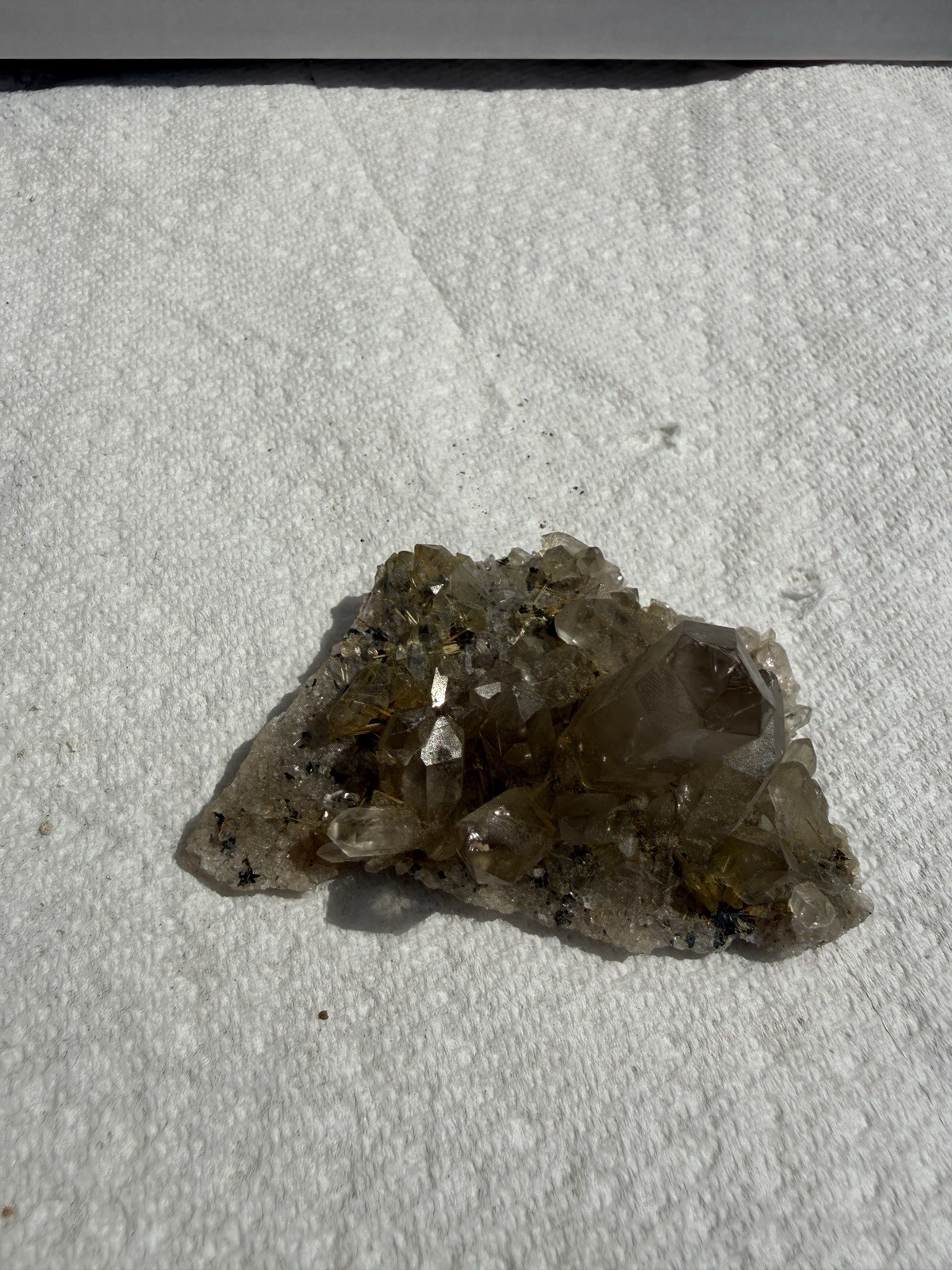 Rutilated Smoky Quartz Crystal Cluster Specimen – Golden Rutile Inclusions