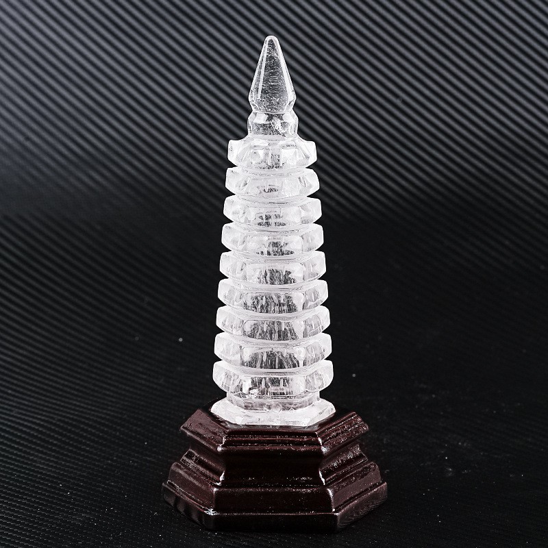 Natural Clear Quartz Wenchang Tower Crystal Carving Decor random 1pcs No base