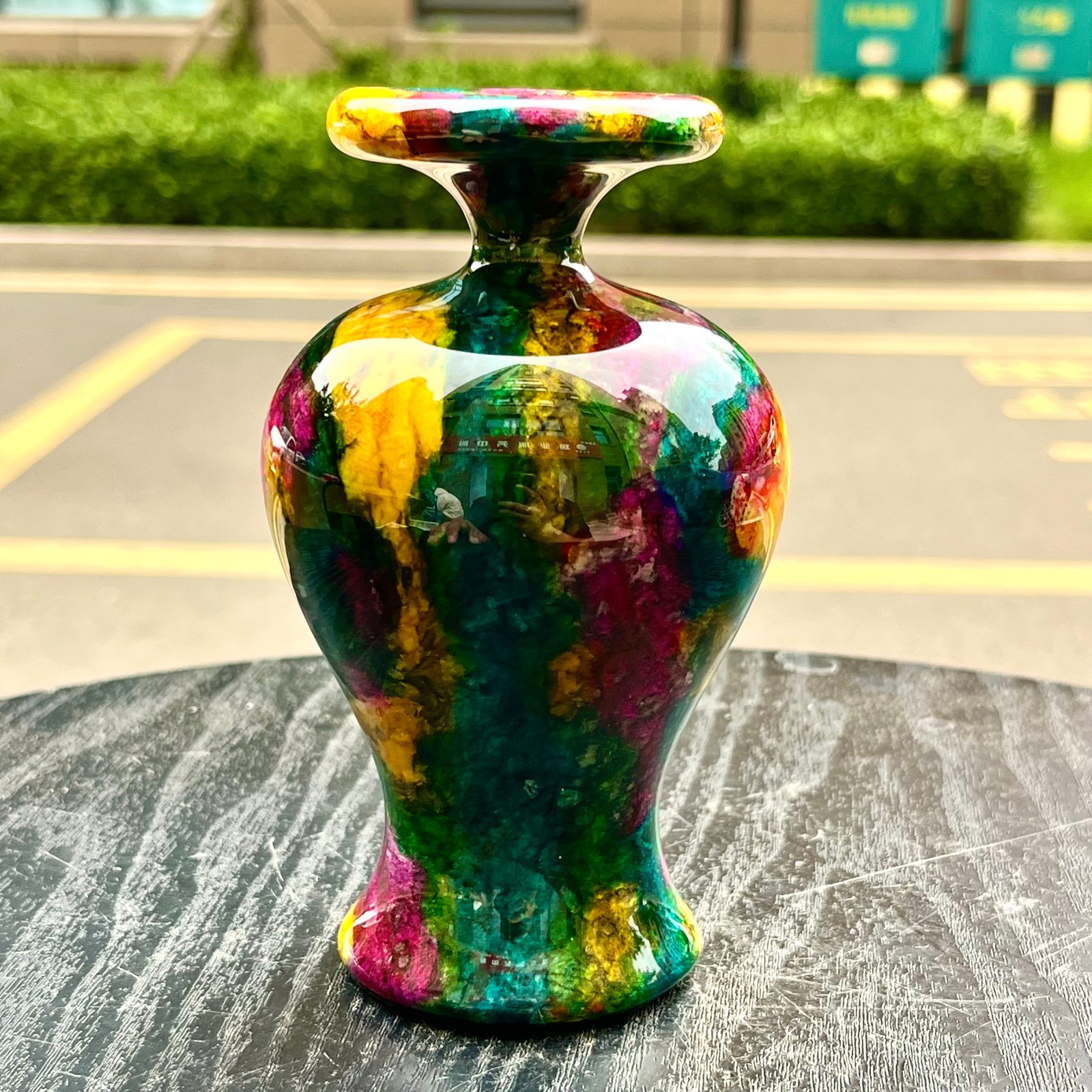 1.91LB Natural “Seven Colors Jade” vase specimen -Taiwan China