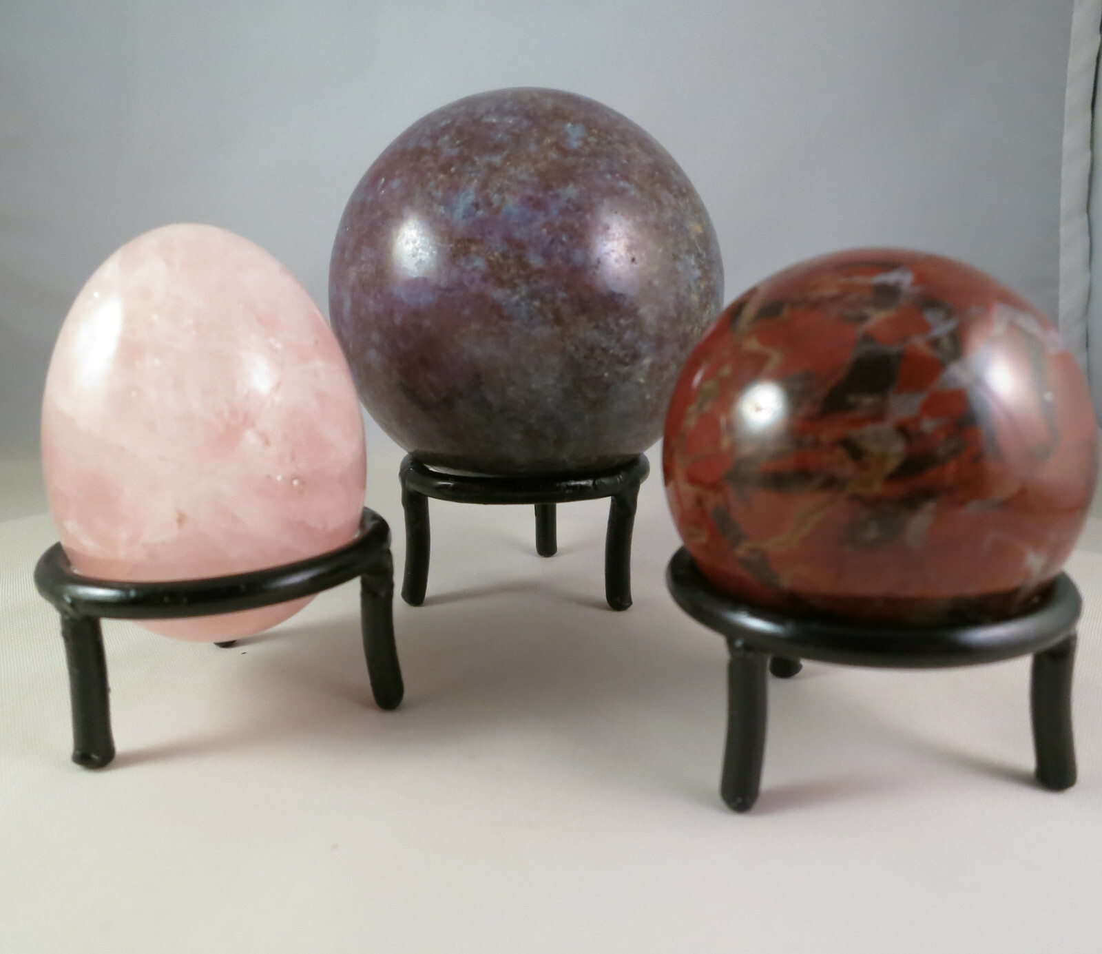 SET OF 5 – BLACK IRON SPHERE OR EGG STANDS