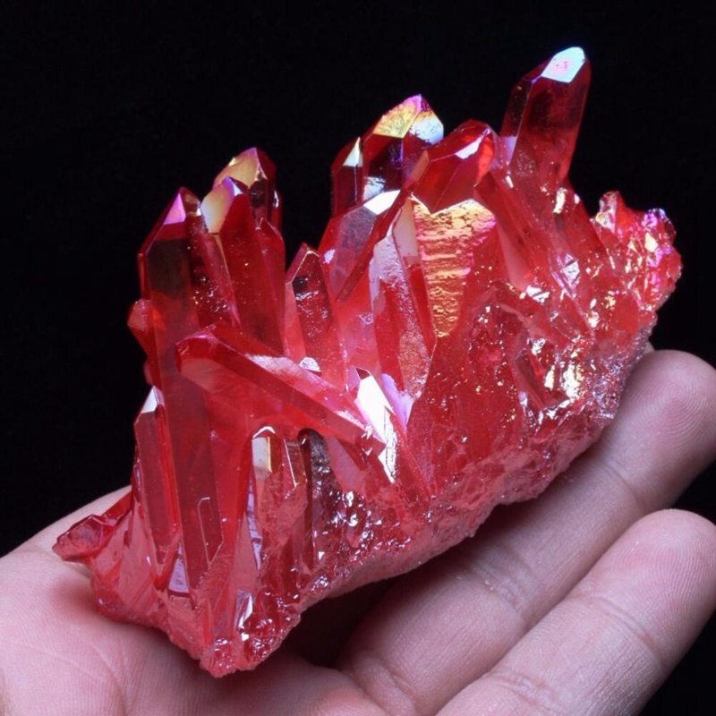 100g Natural Quartz Crystal Cluster Aura Red Titanium Stone Electroplate Mineral