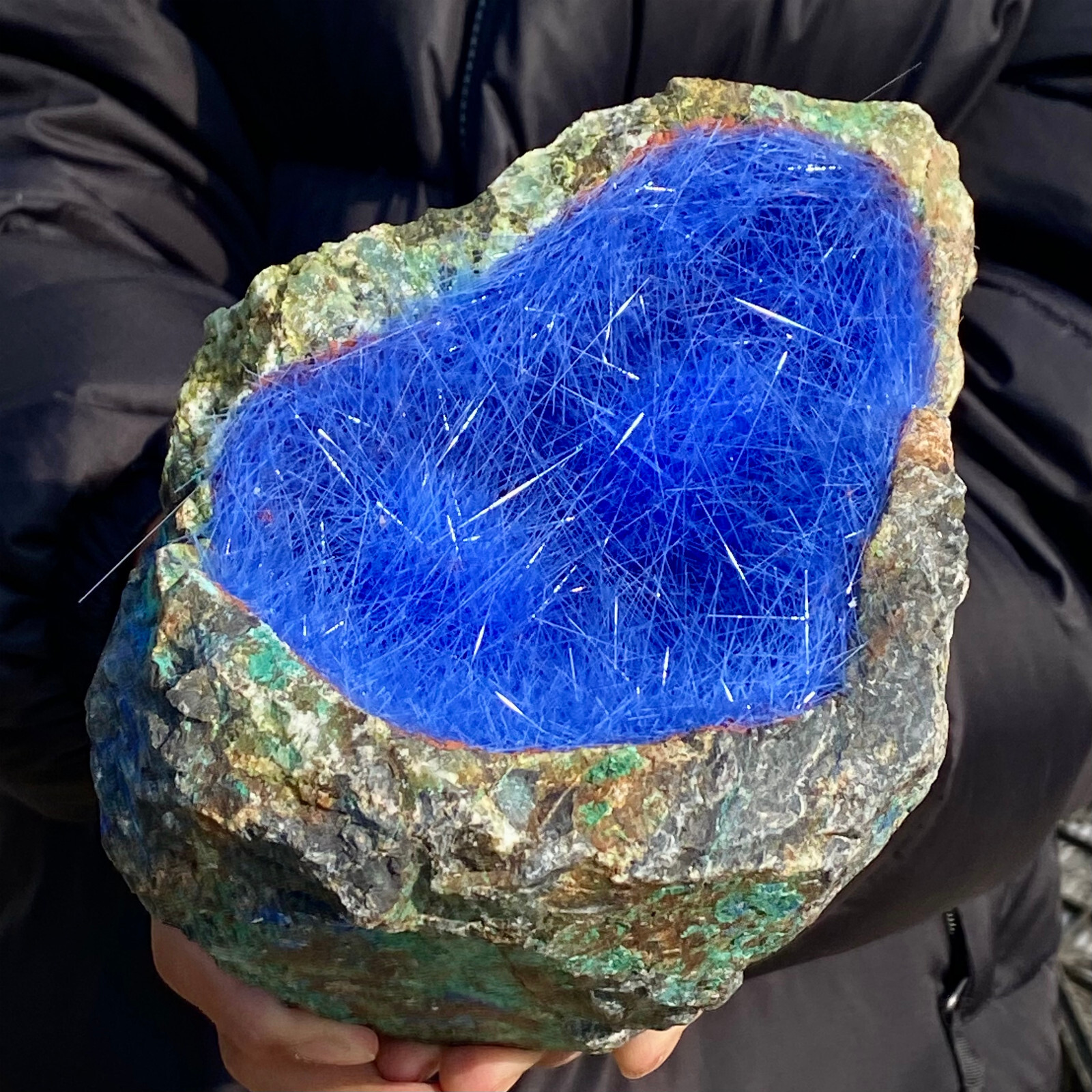 7.17LB Natural Blue Needle Iron Ore Mineral , Original Ore Quartz Crystal