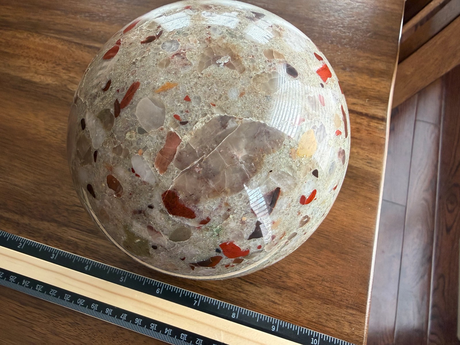 8.75lb Michigan Puddingstone Pudding Stone 5 1/2″ custom made beautiful SPHERE