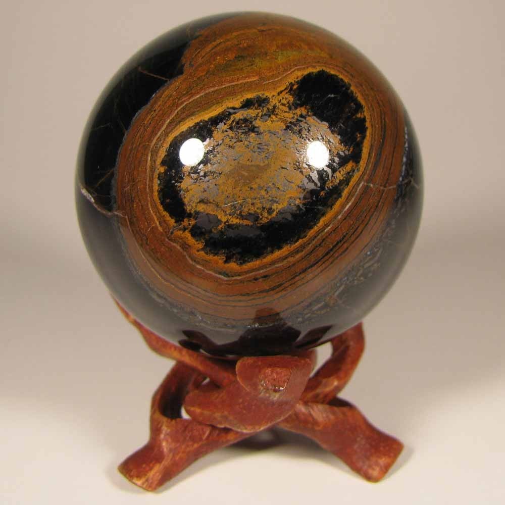 2.1″ BLUE TIGER EYE Gemstone Polished Sphere w/ Stand – South Africa – 54mm