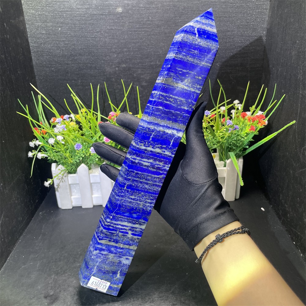 3.7LB 12.9″ Natural Lapis Lazuil Obelisk Tower Crystal Quartz Reiki Healing