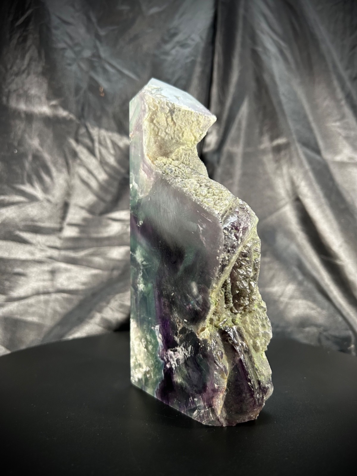 7.5″ Rainbow Fluorite 4 Polished side/1 Raw Side Tower Freeform 2lb 8.7oz