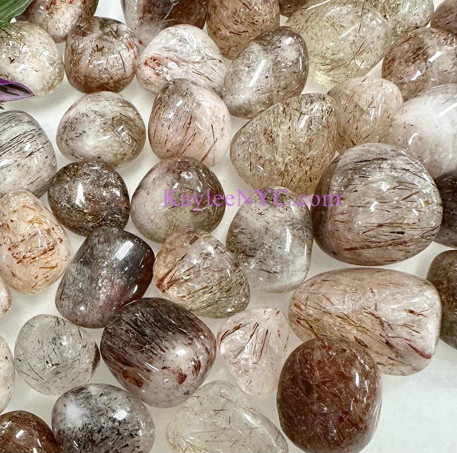 Wholesale Lot 2 Lbs Natural Rutilated Quartz Tumble Crystals Healing Energy