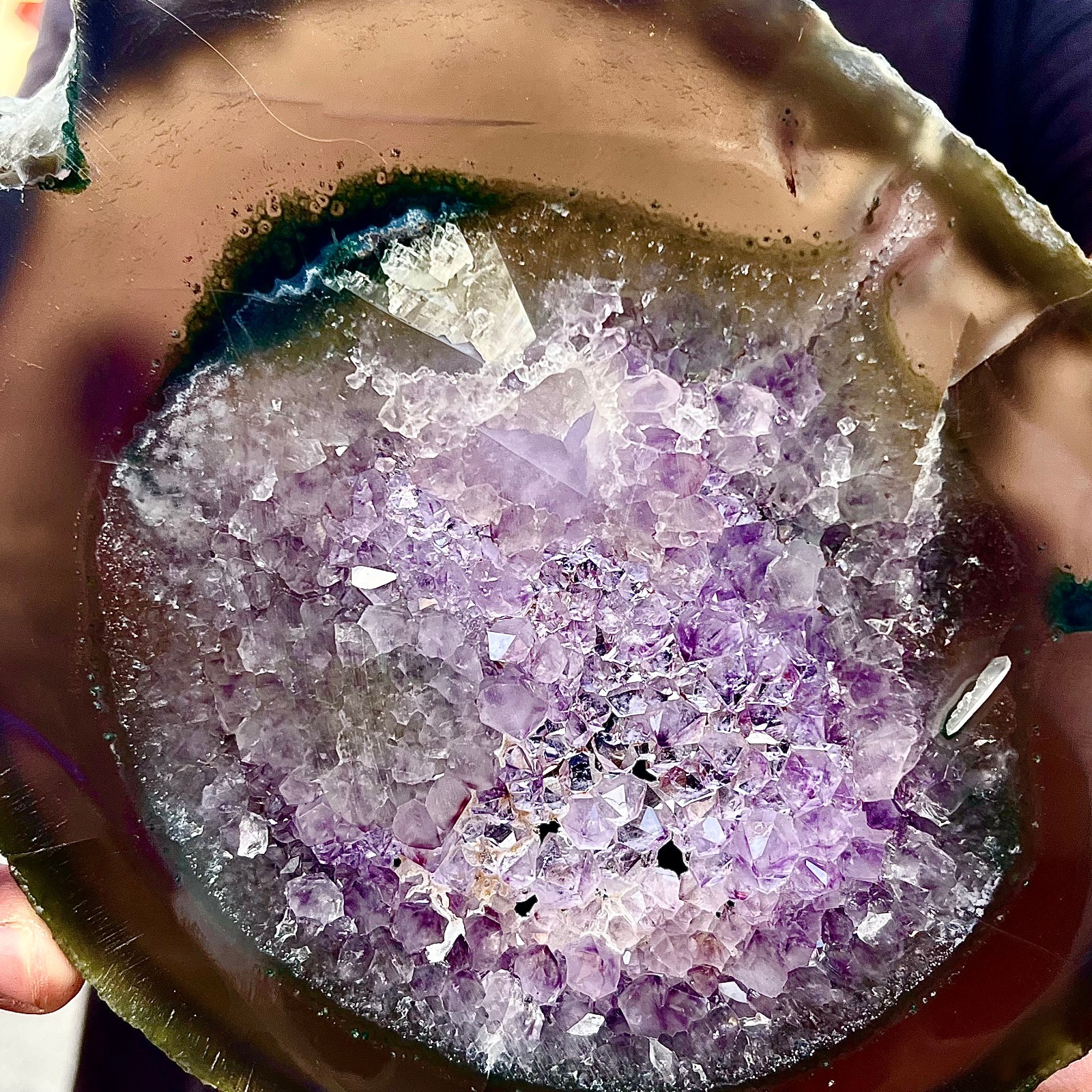 1.08LB Natural Amethyst Agate Crystal Hand cut Piece Specimen Healing