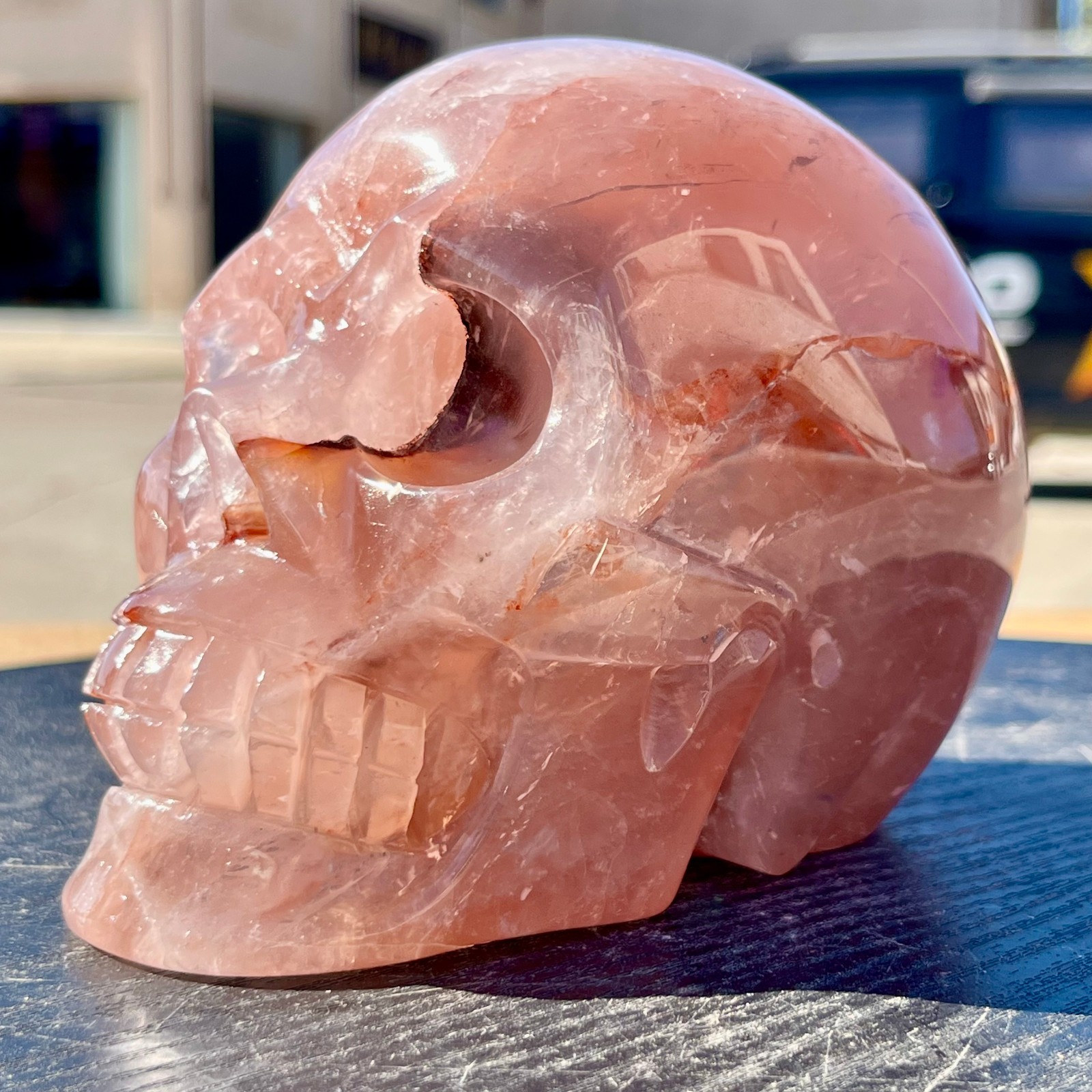 Natural Red Agate Skull Carved Crystal Head Reiki Healing Decor 3.9 lb