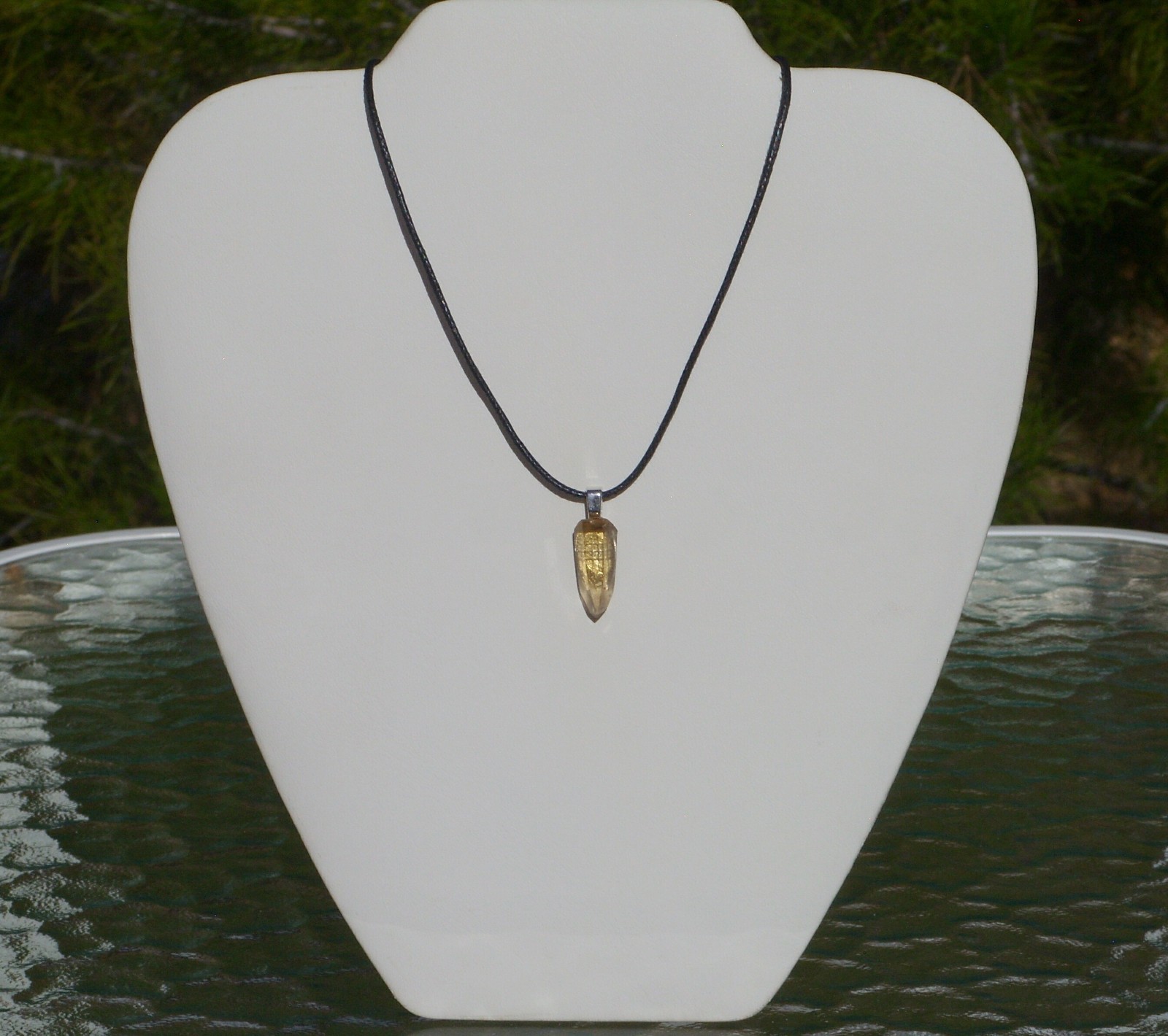 Natural Lemurian Citrine Crystal Point Free Form Stone Pendant Necklace Small