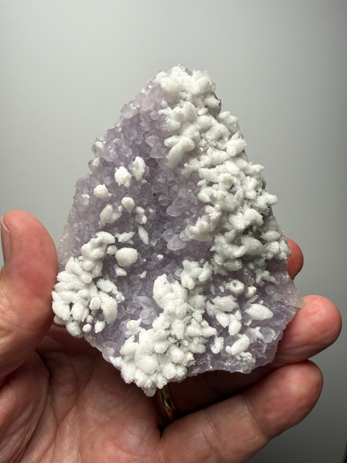 Attn Collectors! Amethyst with Snow White Calcite from Guanajuato, Mexico- RARE!