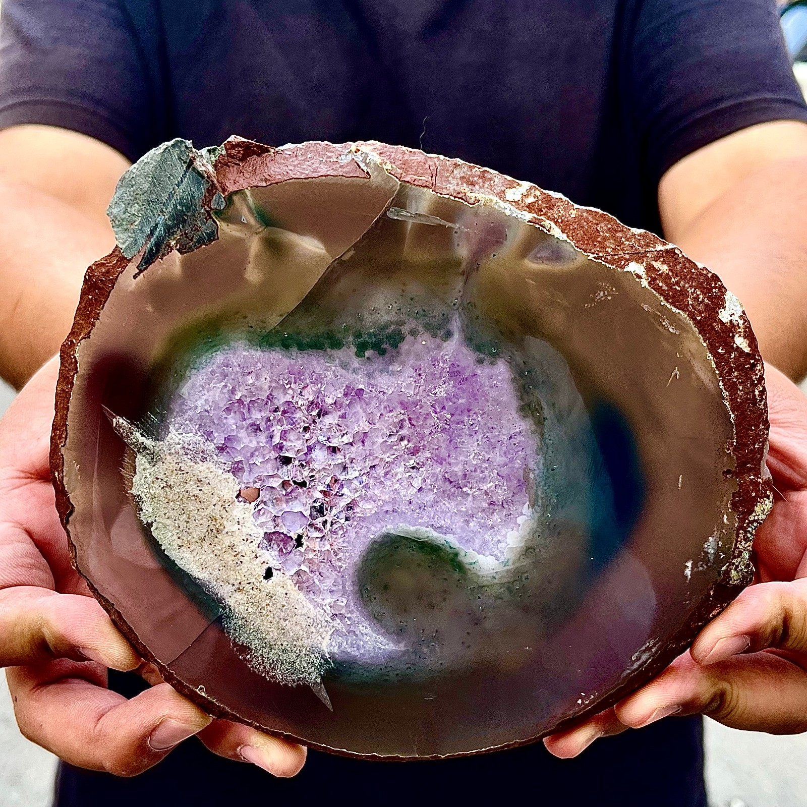 1.08LB Natural Amethyst Agate Crystal Hand cut Piece Specimen Healing