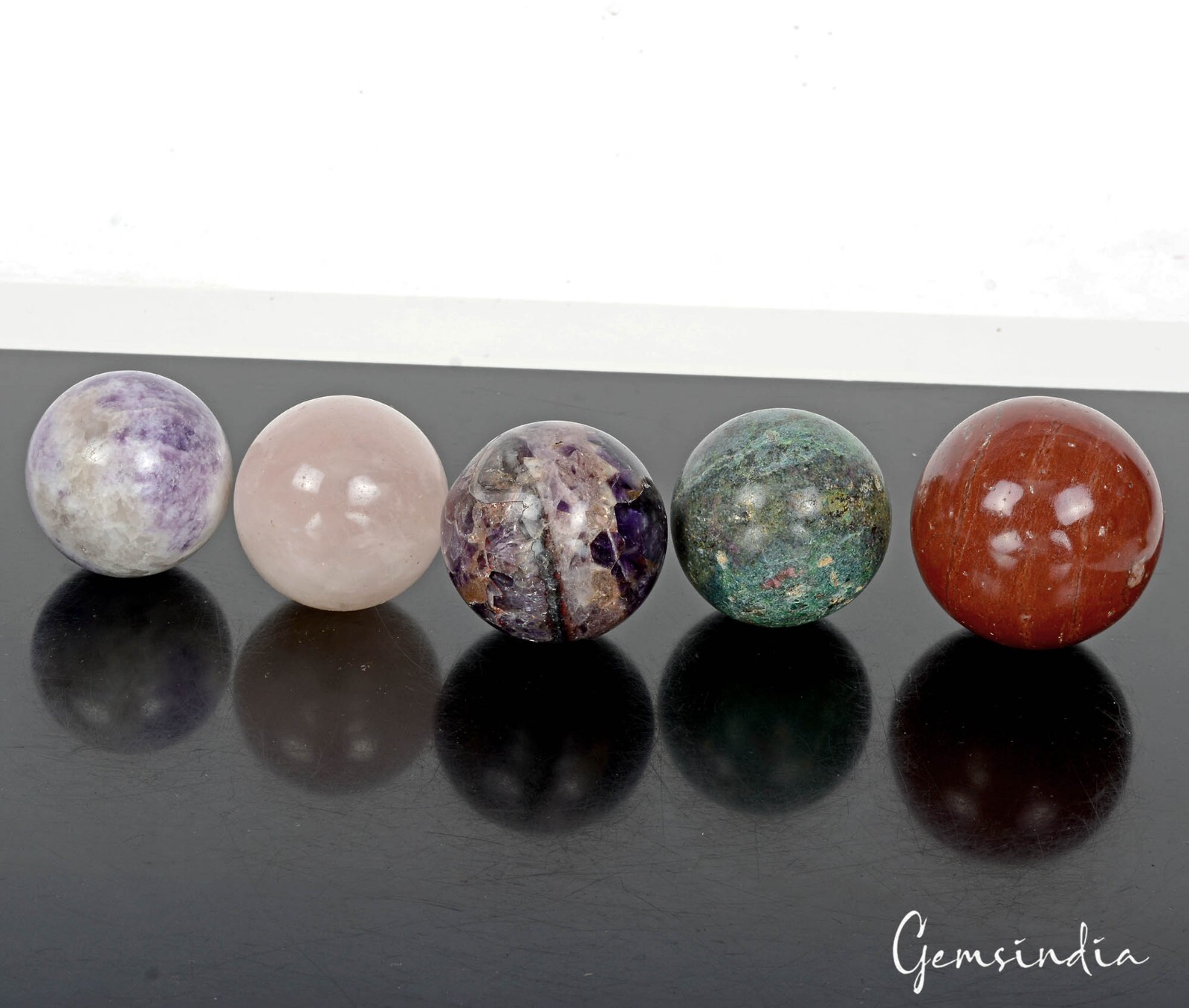 2740 Ct/5 Pcs Natural Multi Color Crystal Healing Mineral Sphere Multi Huge Gems