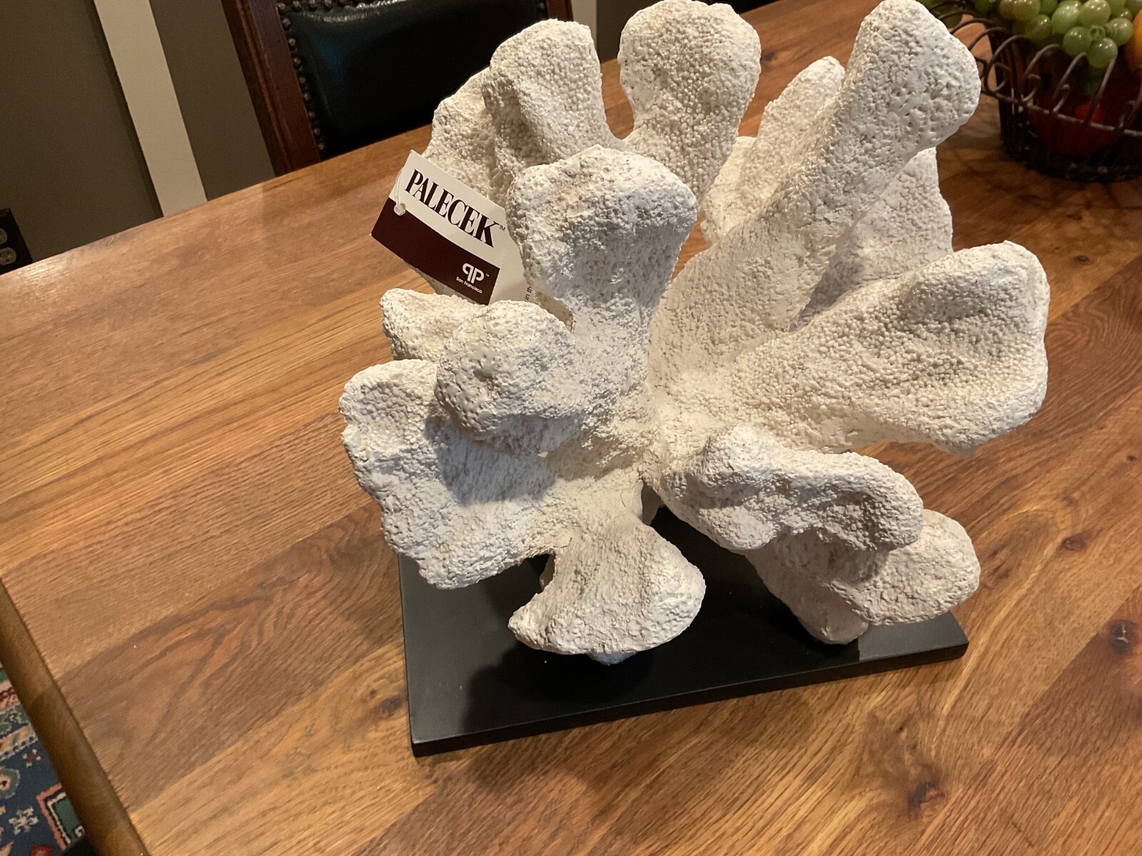 HTF! PALECEK *LARGE* WHITE REEF CORAL SCULPTURE – BLACK LUCITE BASE – NWT