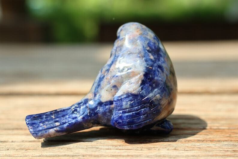 1pc Natural Sodalite Quartz Carved Bird Skull Crystal Reiki Decor Gift 2.4”