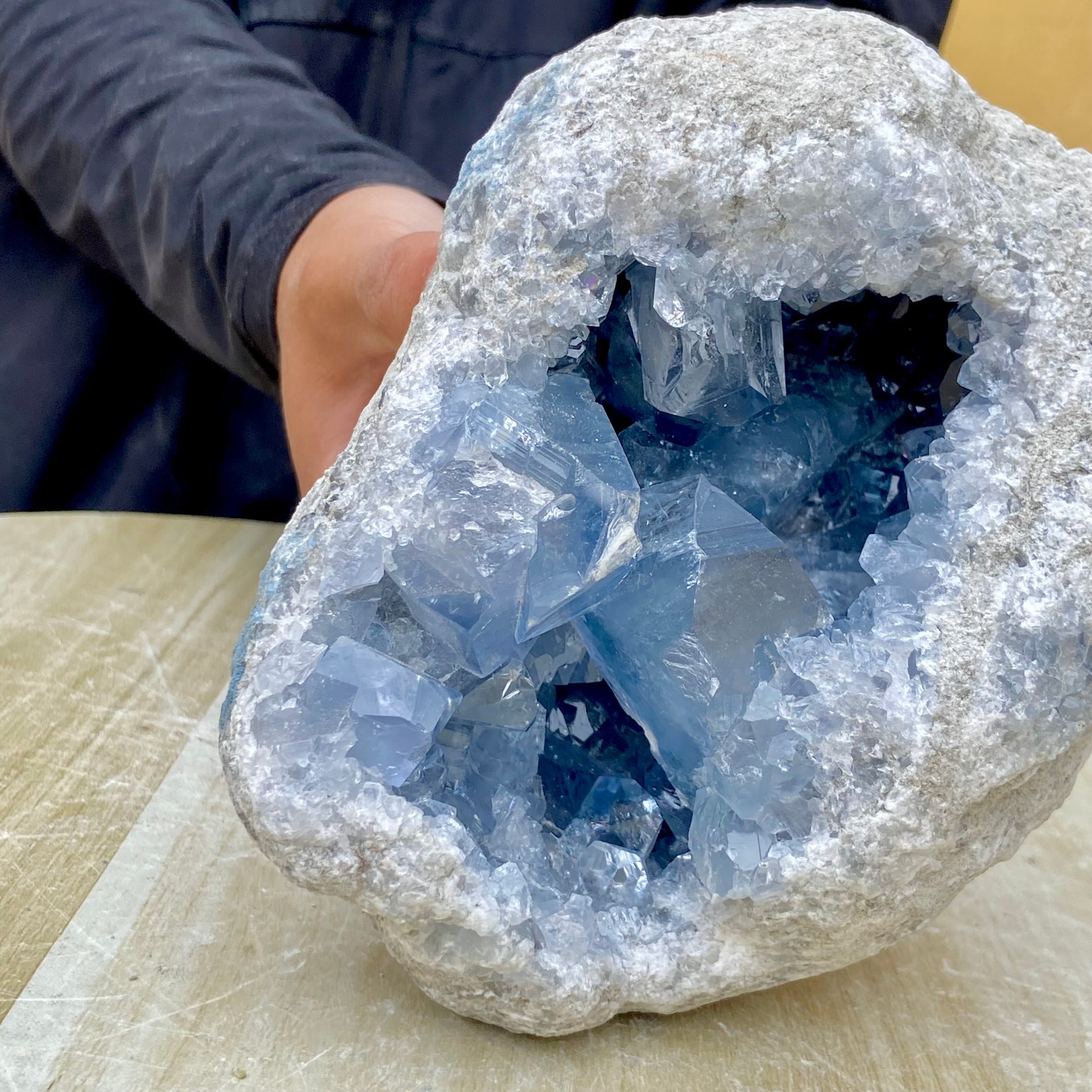 7.71LB Natural blue crystal cave quartz crystal cave mineral specimens