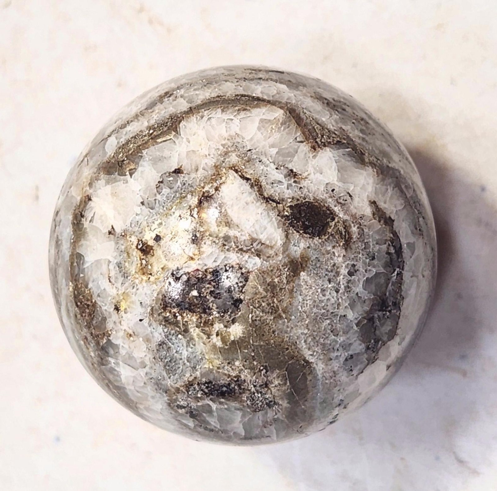UV Willemite and Calcite 38mm AZ Sphere for Fluorescent Collection or Study 6506