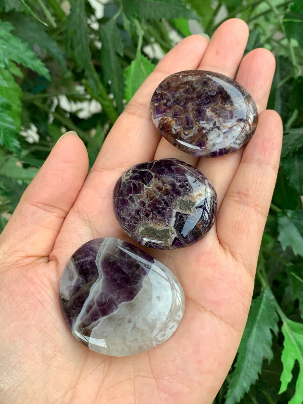 Amethyst Dogtooth Smooth Stone, 1.5″ – 2″ Polished Amethyst Palm Stone, Bulk Lot