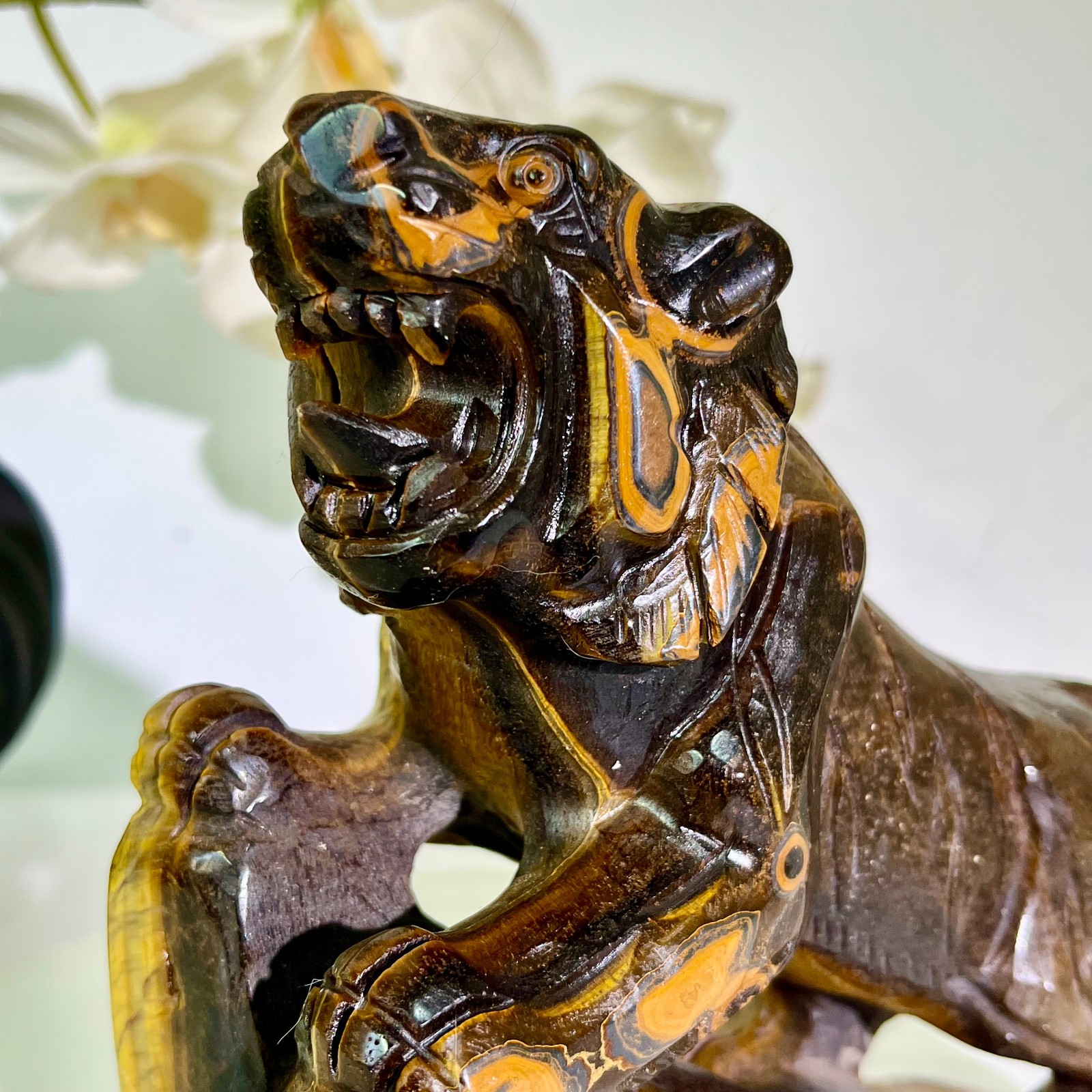 5.73LB Natural tiger eye stone products, handmade carved and polished spiritual