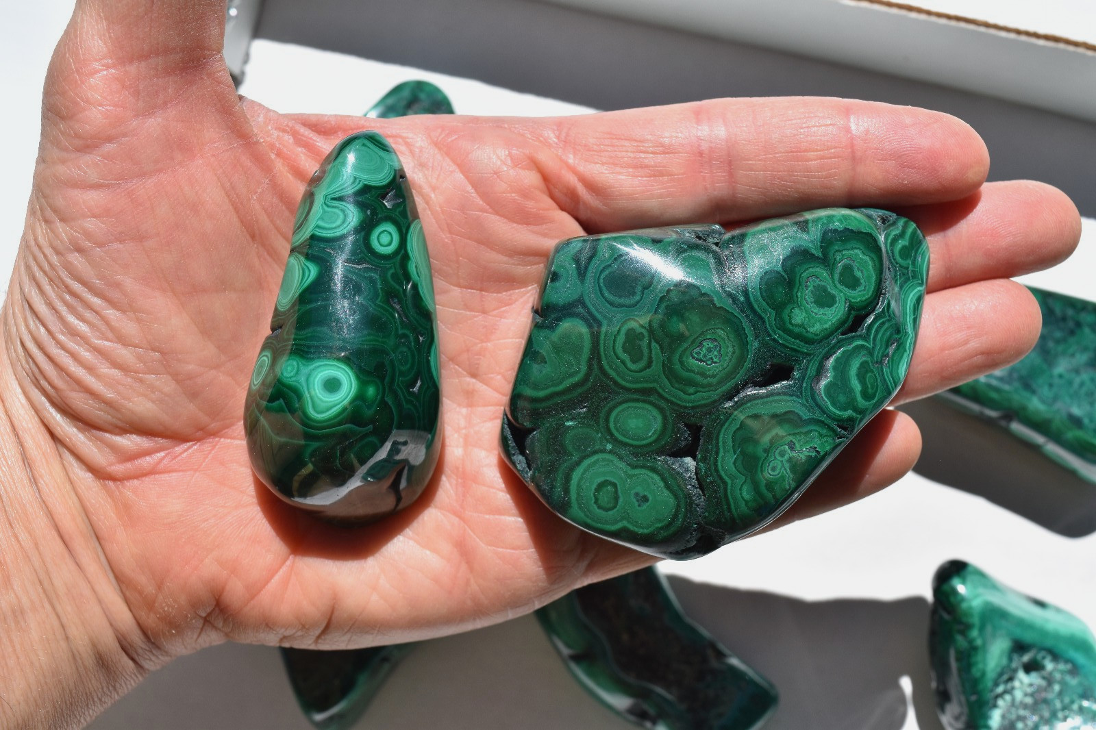 WHOLESALE Polished Malachite from Congo 15 pieces 2 kg # 5869