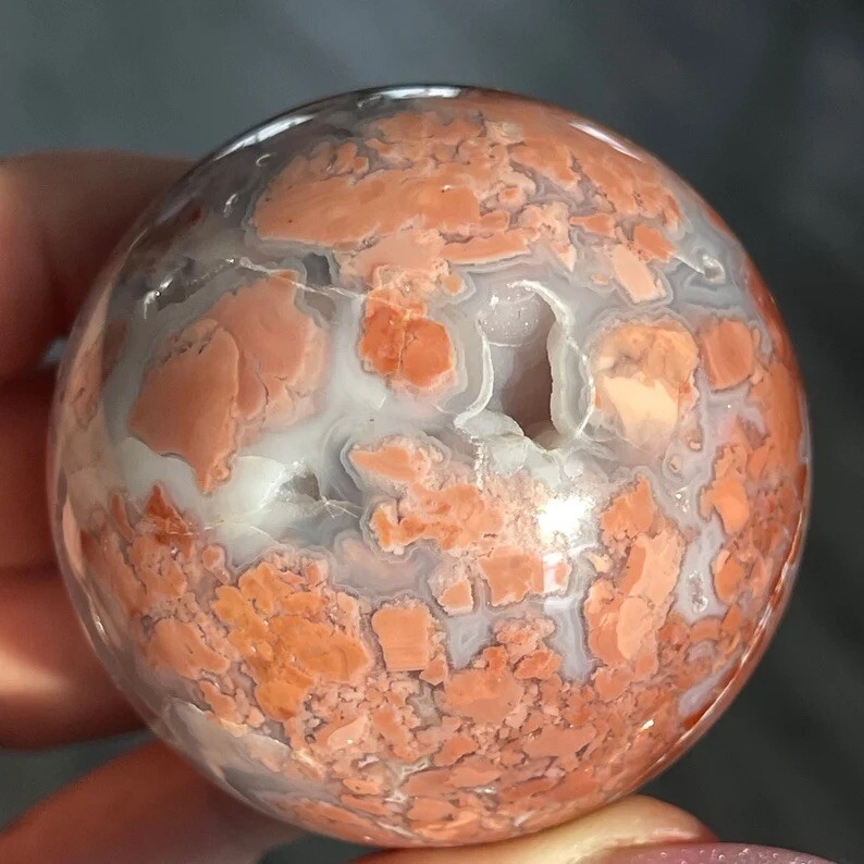 Sugar Druzy Pink Lace Agate Sphere – No. 79