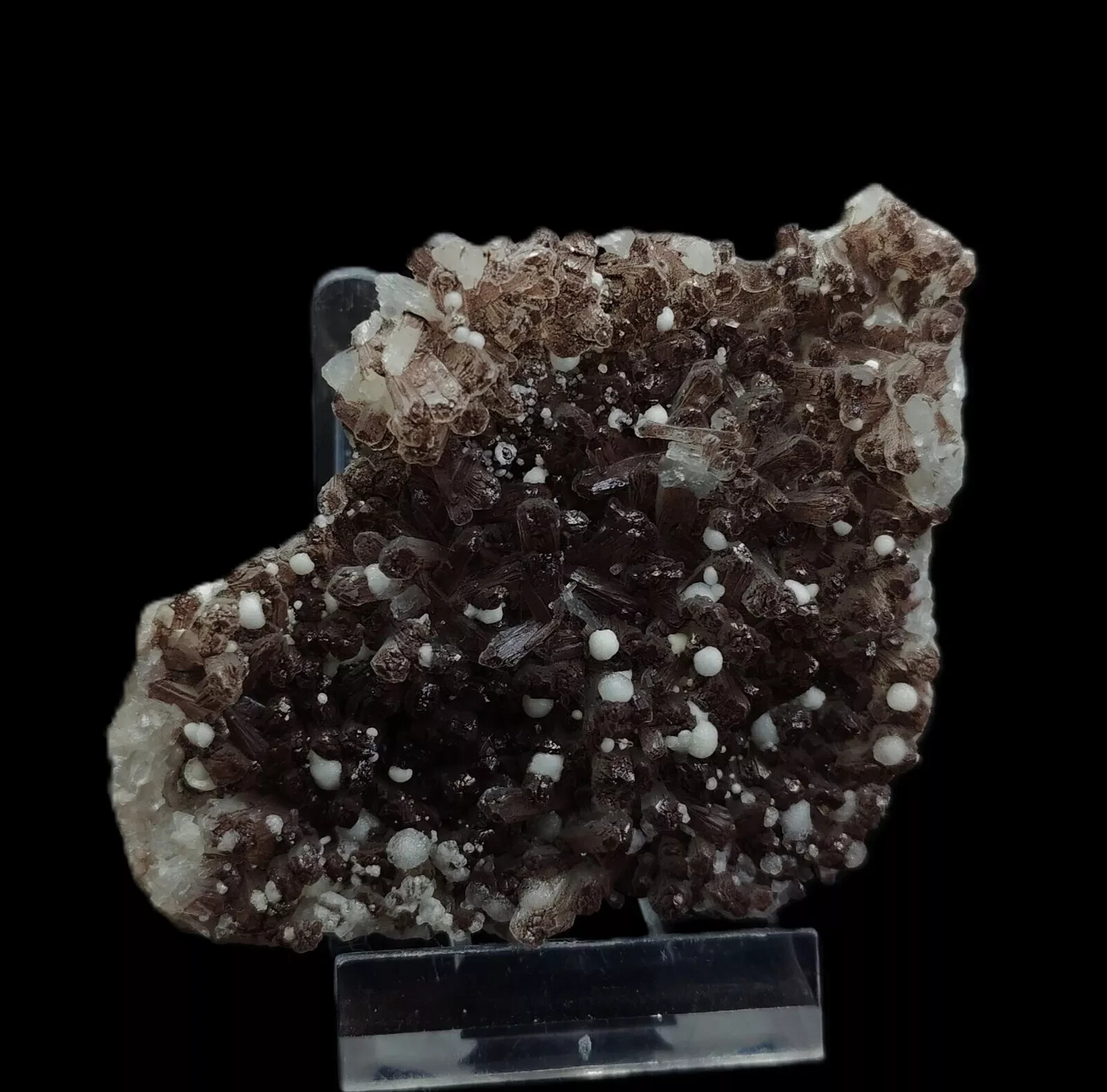 Natural Brown Stilbite Cluster with White Fluorite Balls Minerals