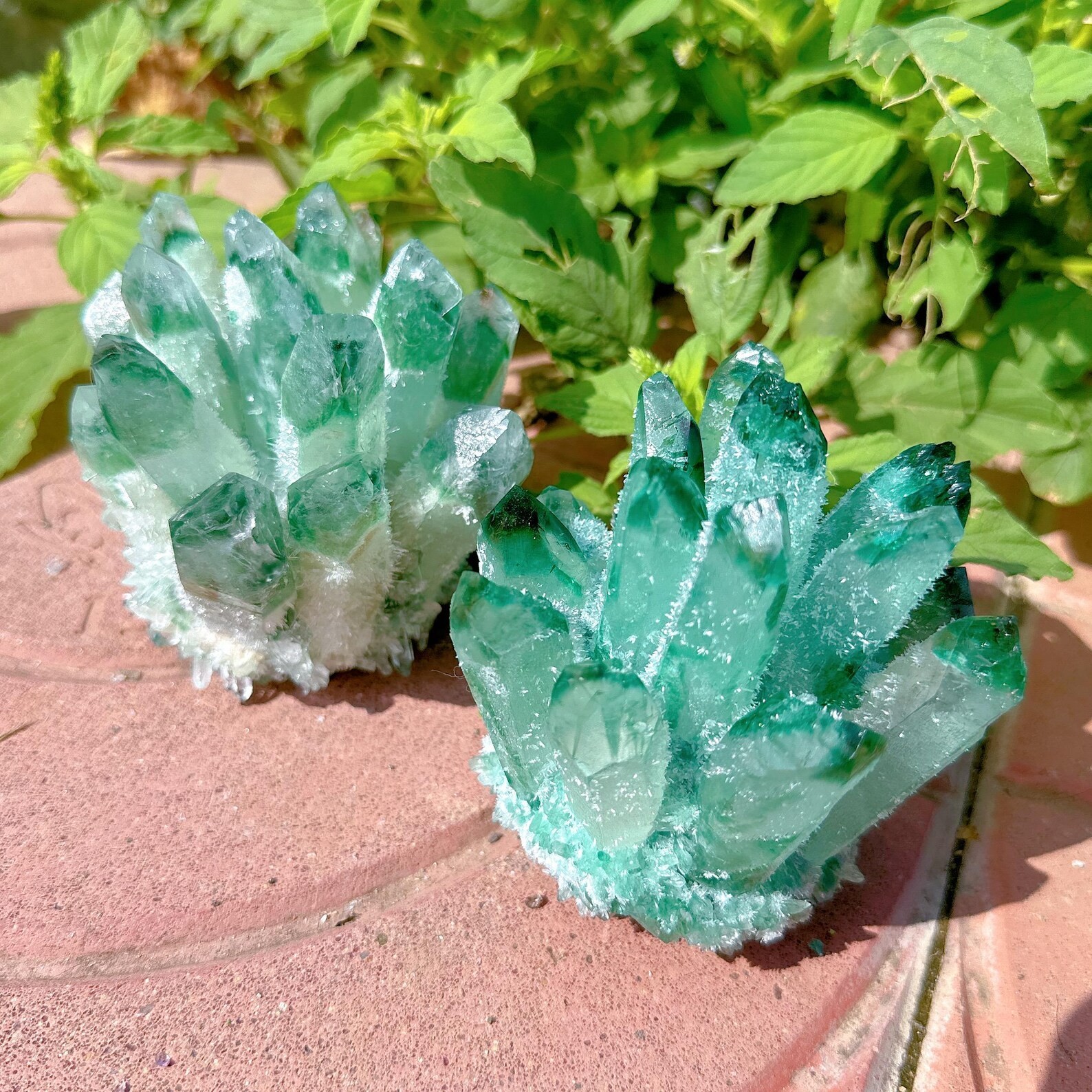 550G Rare Green Phantom Crystal Cluster Natural Geode Reiki Quartz Art Decor