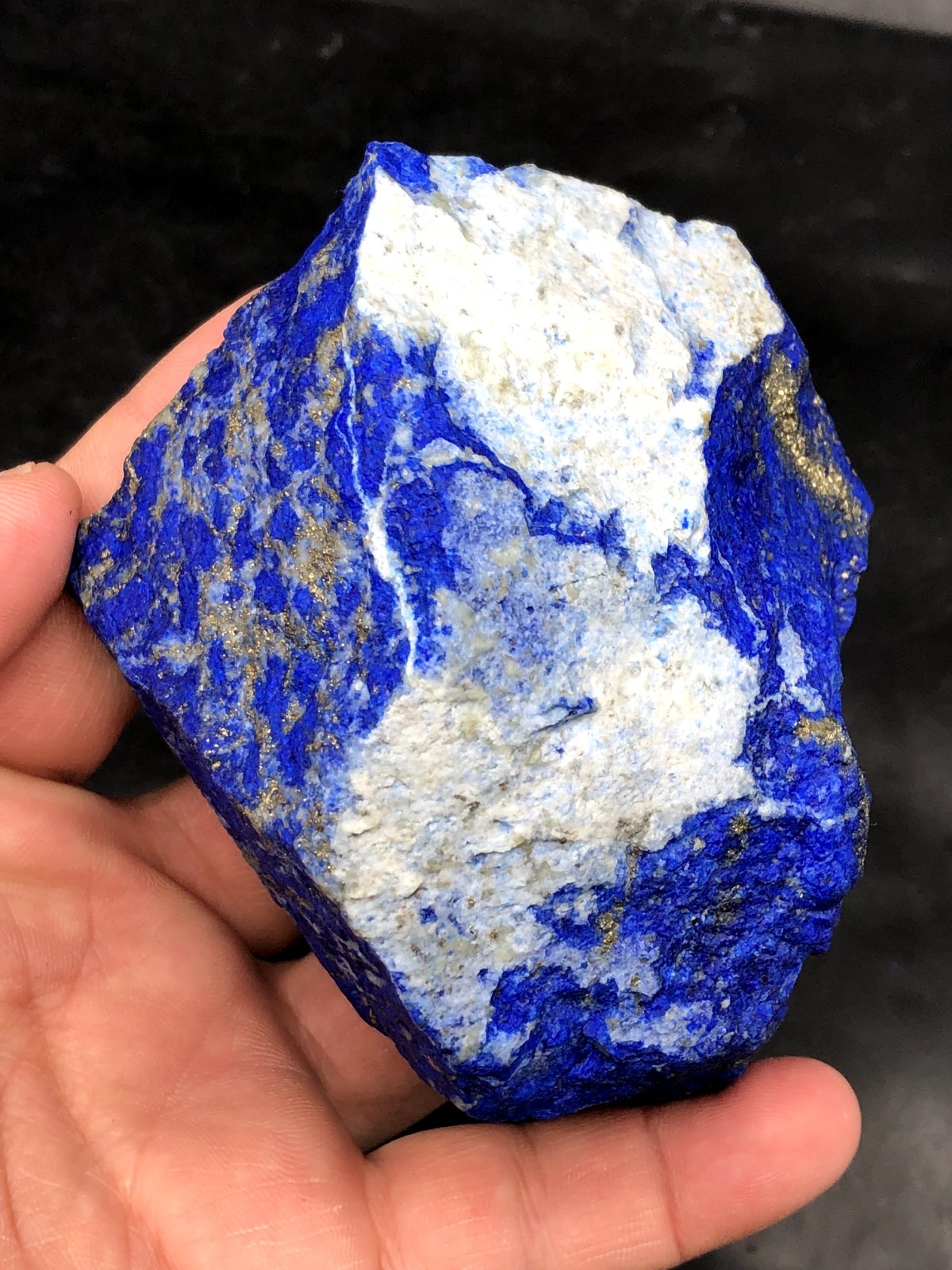 Natural Lapis Lazuli Rough 80mm Royal Blue Pyrite Crystal Mine Stone 564g J9…2