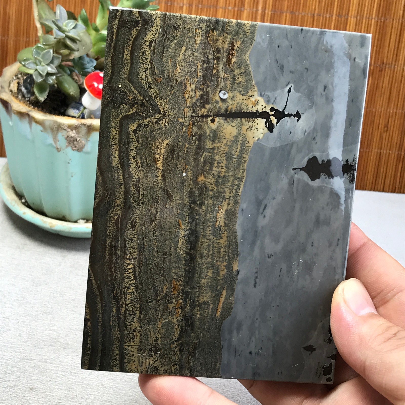 290g Natural Chinese painting stone crystal ornaments for home decoration A6423