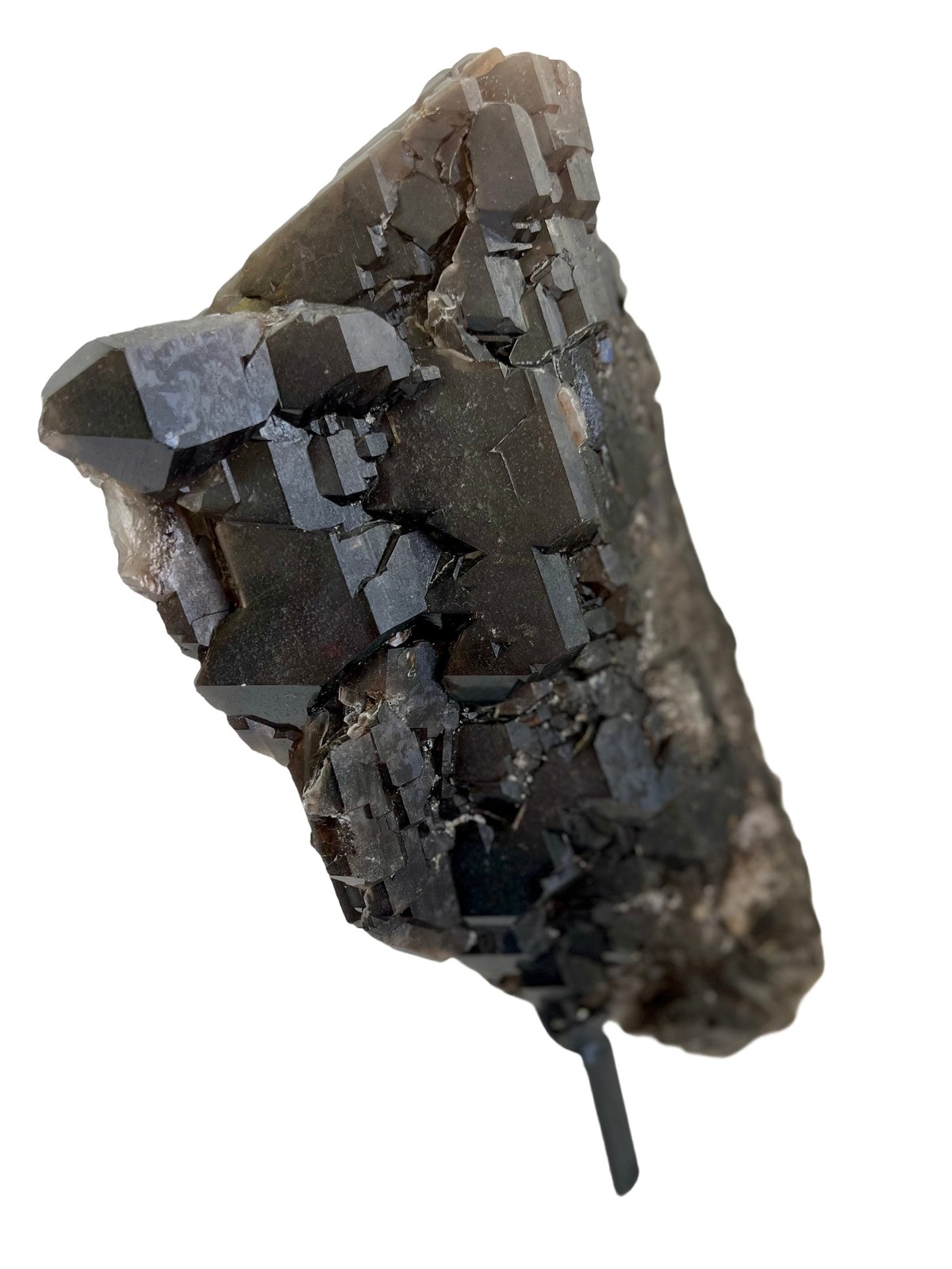 Elestial Smoky Quartz on Metal Stand – No.1, Natural Smoky Quartz from Brazil