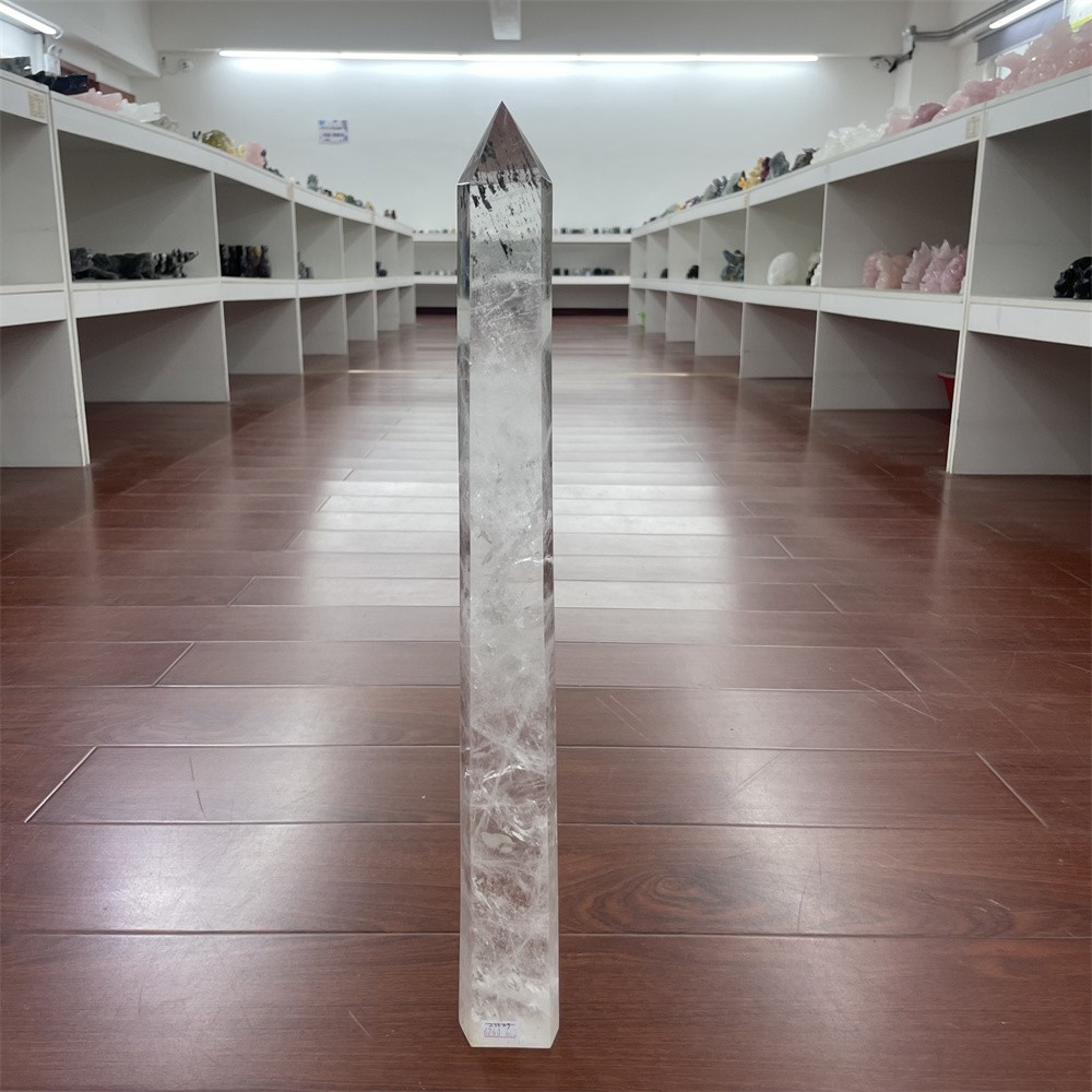 5.1LB 20.2″ Natural A+++ Clear Quartz Obelisk Tower Crystal Decor Reiki Heal