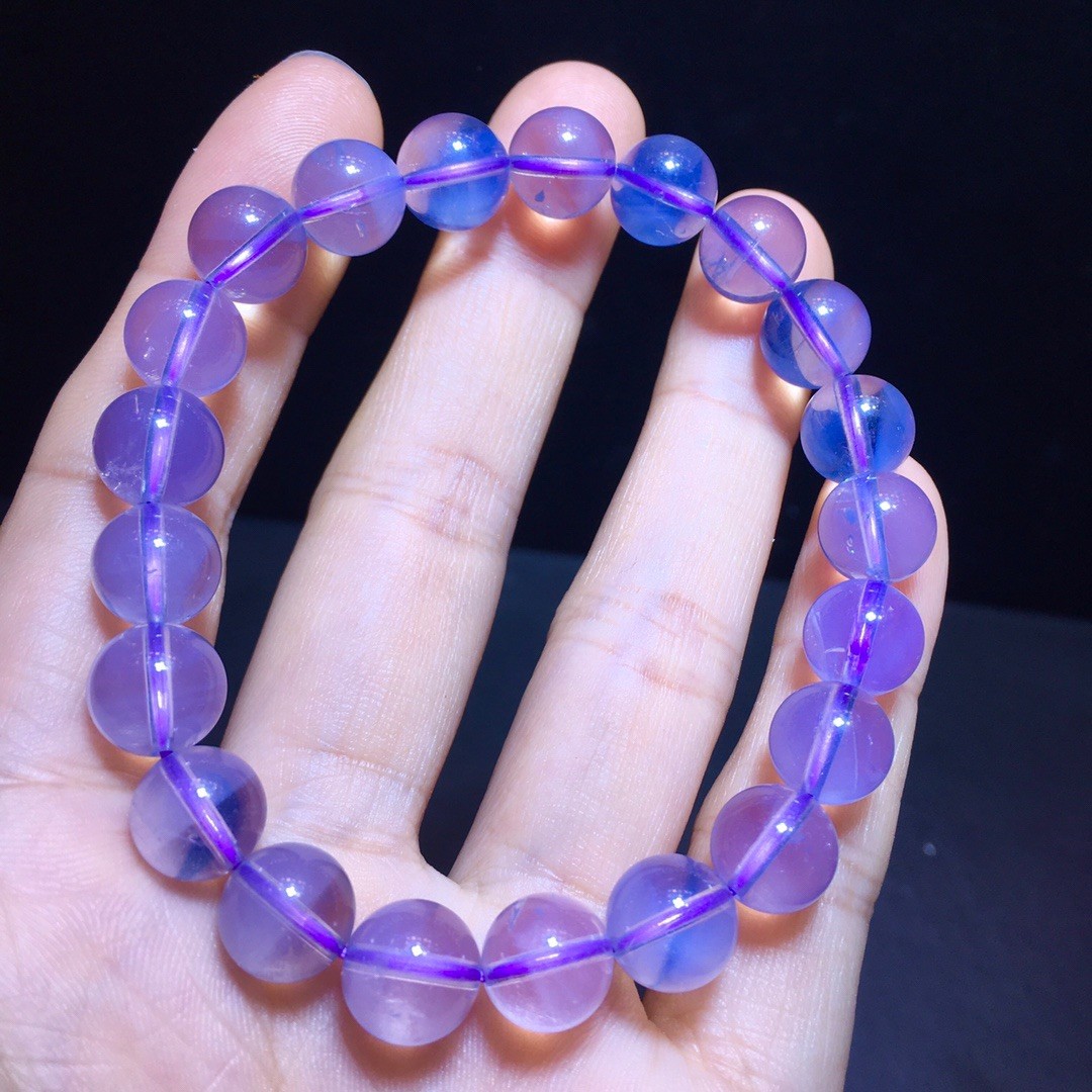 Natural amethyst, lilac and purple cream through-body bracelet