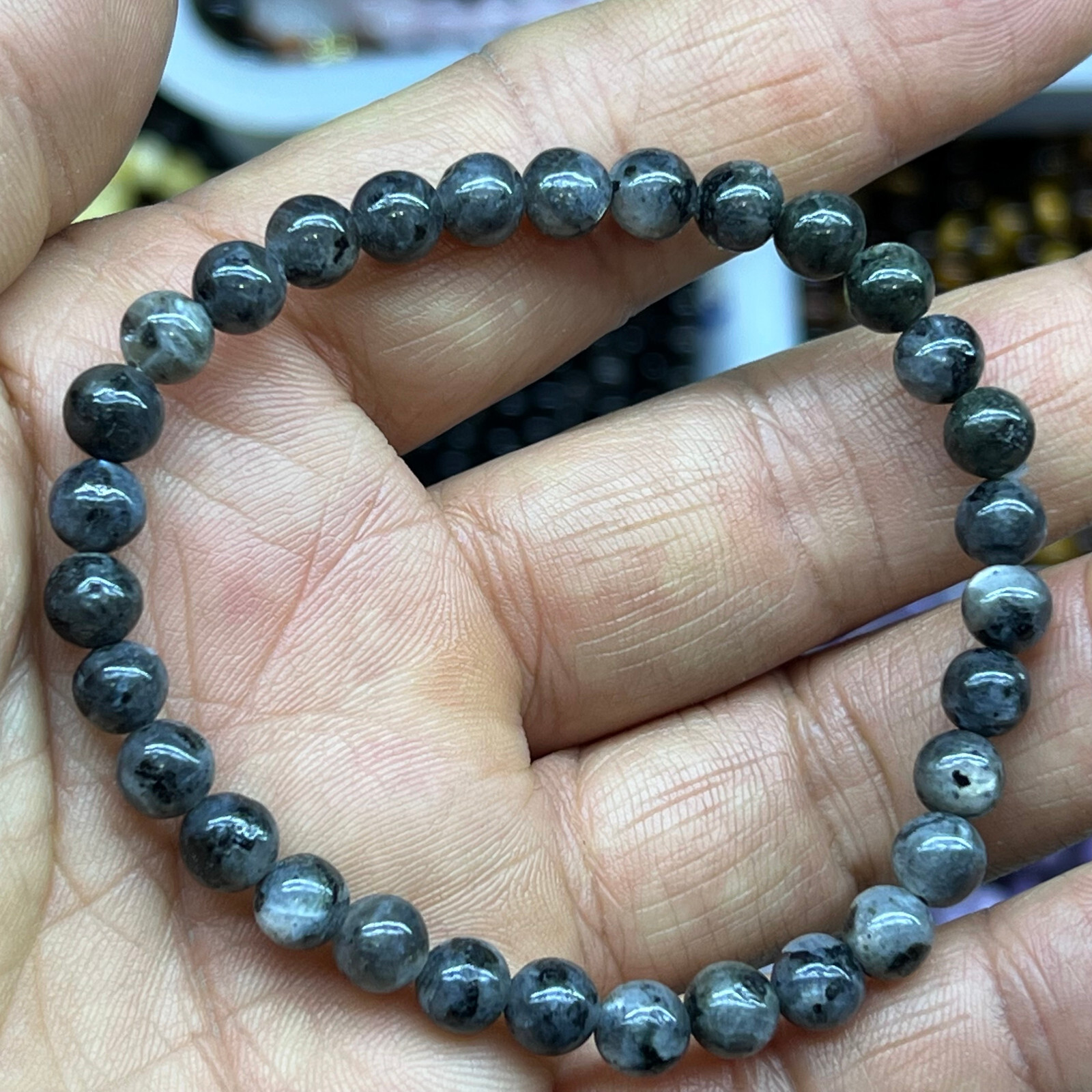 Wholesale Lot 6 Pcs Natural ShimmerStone 6 mm 7.5″ Crystal Stretch Bracelet