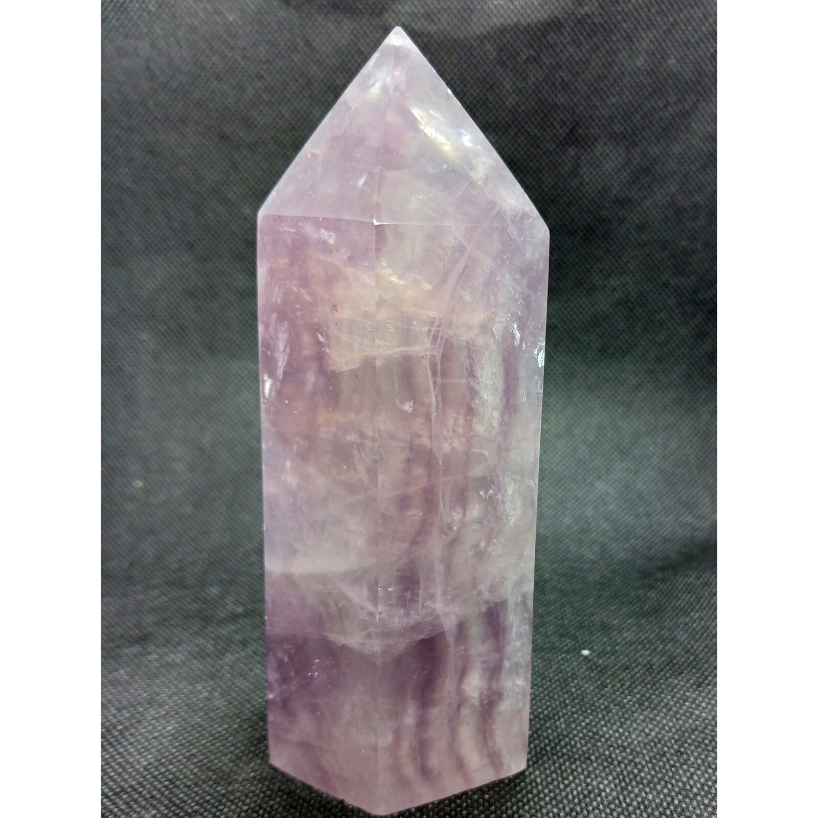 Lilac fluorite tower- mica fluorite crystal point large polished purple fluorite
