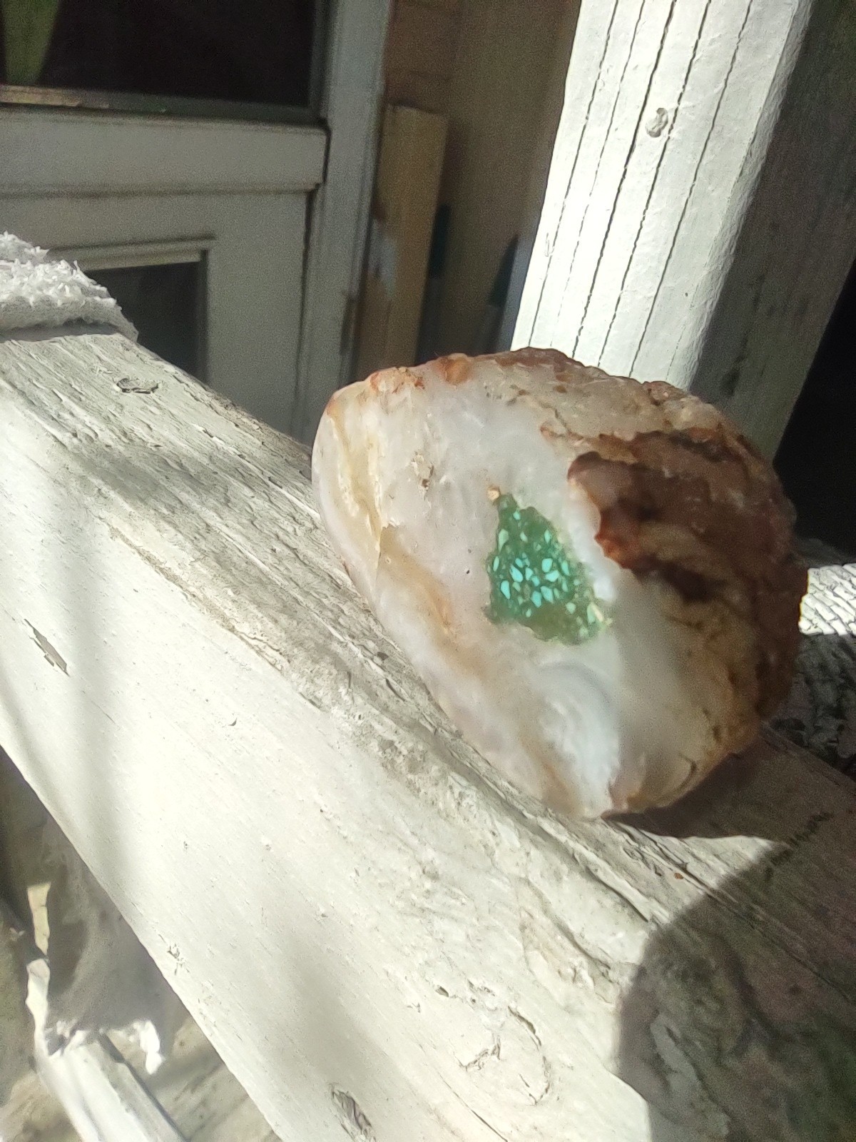 Agate With Turquoise Deposit And Small Pyrite Viens Very Rare 107.5g