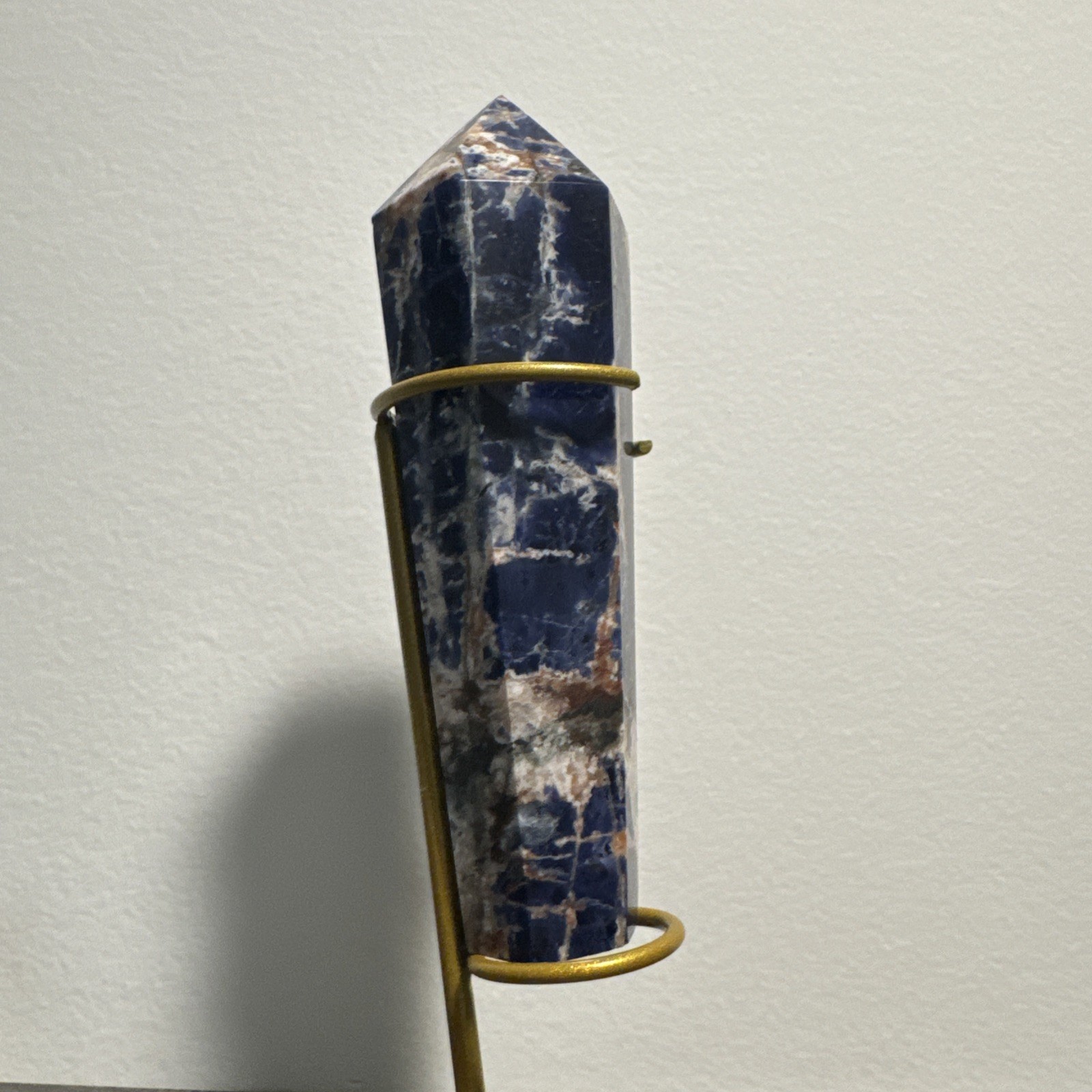 Sodalite Crystal Wand On Metal Stand 215 Grams 5.25”