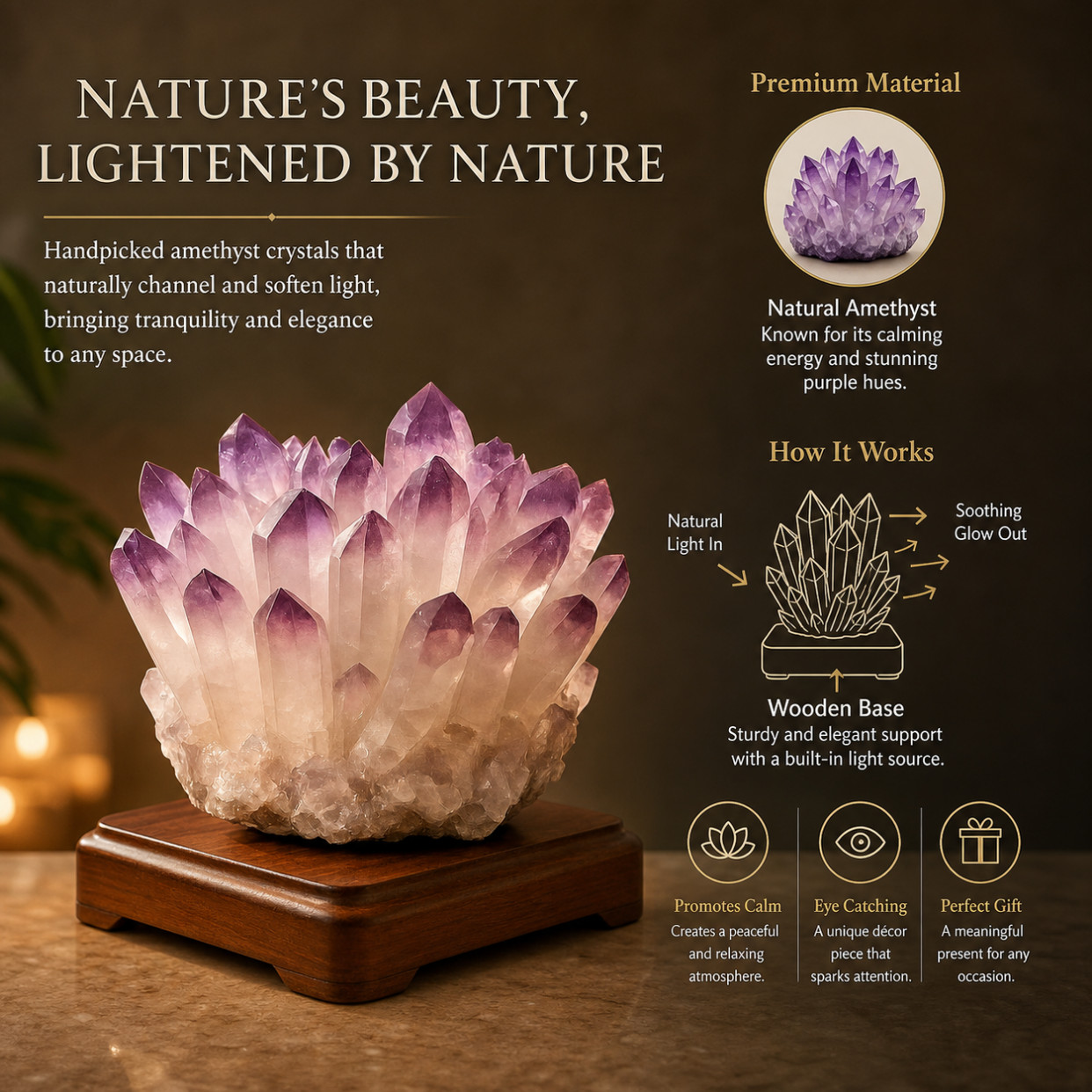 Rare Light Purple Phantom Amethyst Crystal Cluster Geode Home Decor