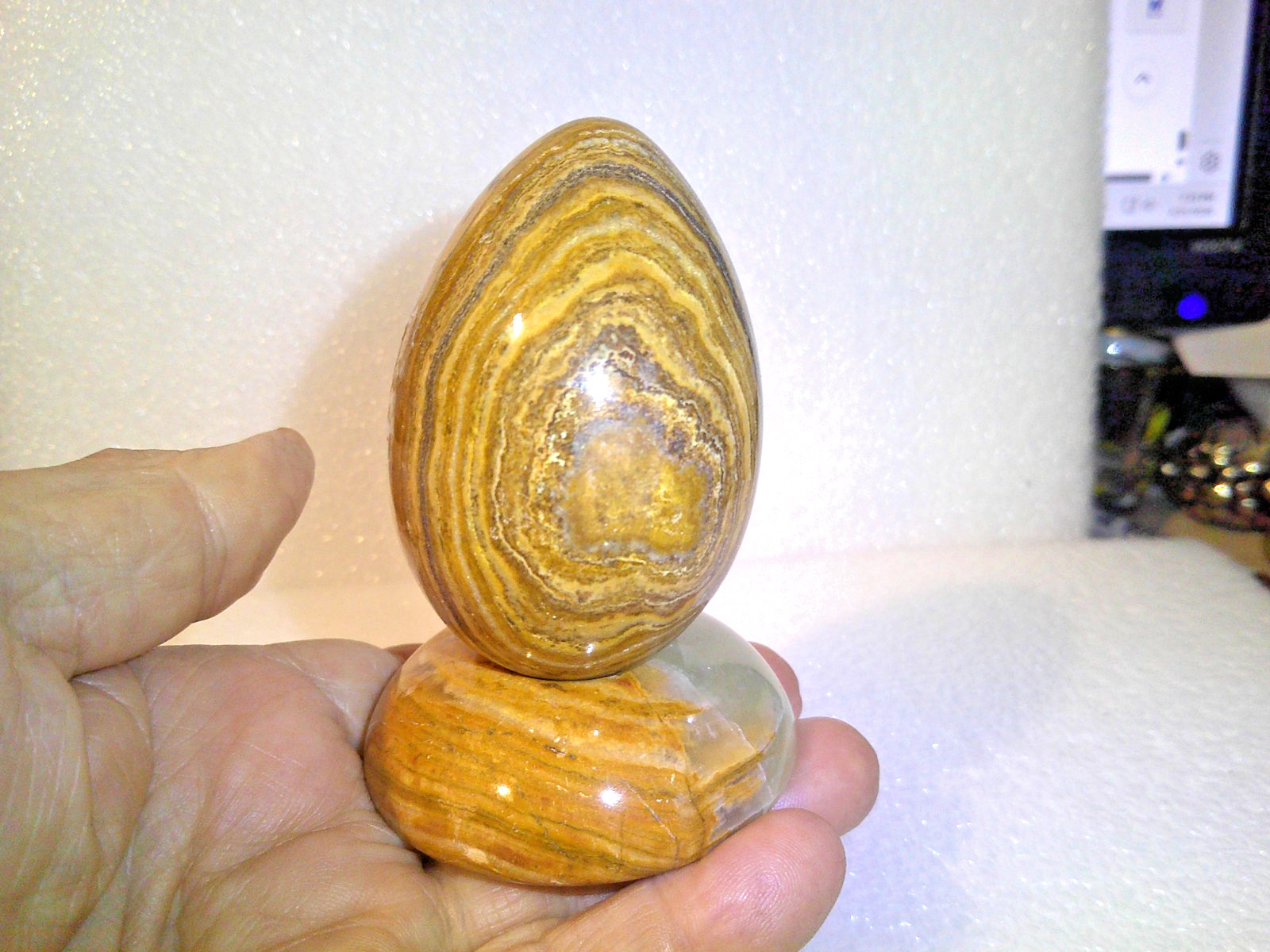 POLISHED MARBLE EGG WITH MATCHING STAND