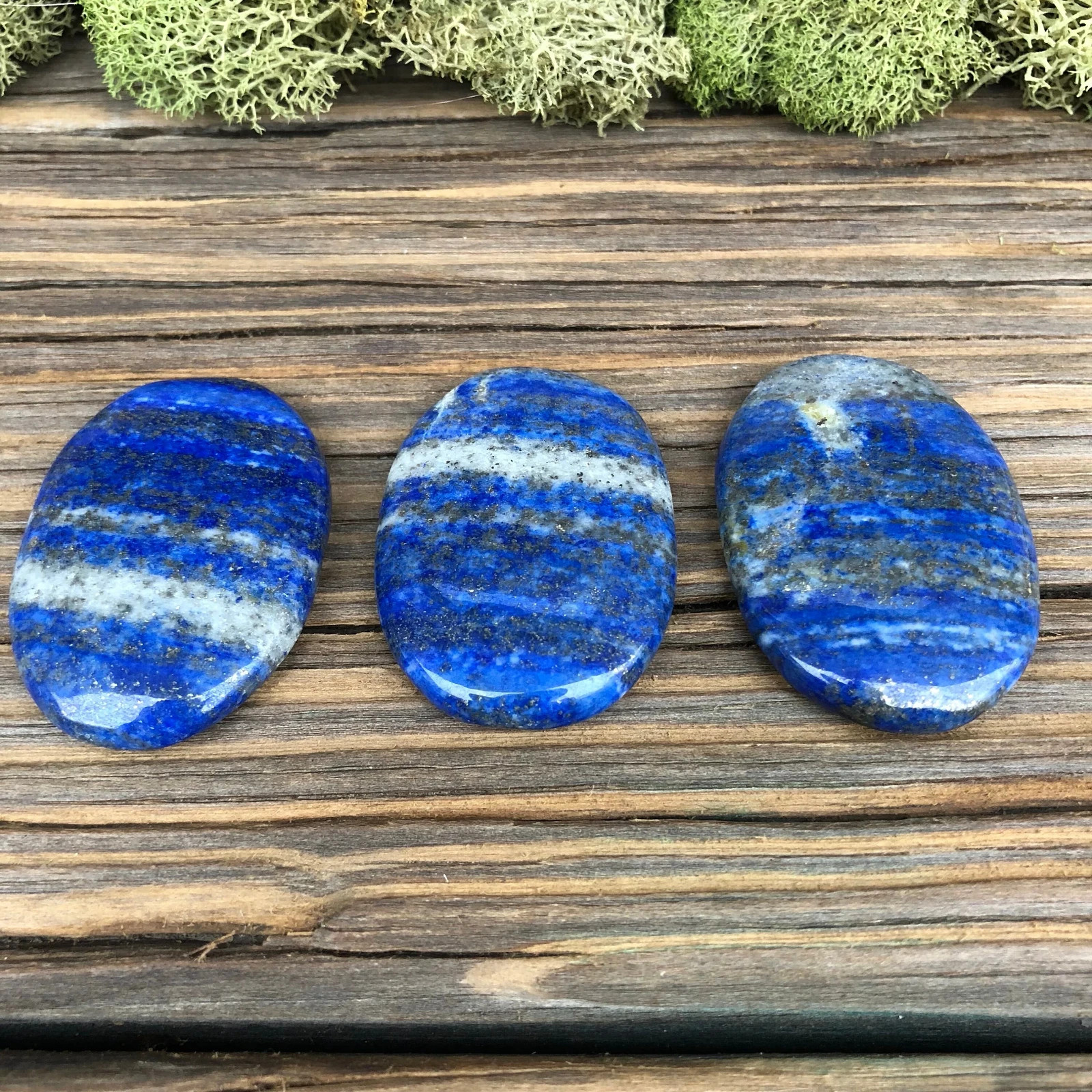 3pcs Lapis Lazuli Worry Stone Healing Palm Stone Energy Mineral Specimens Decor
