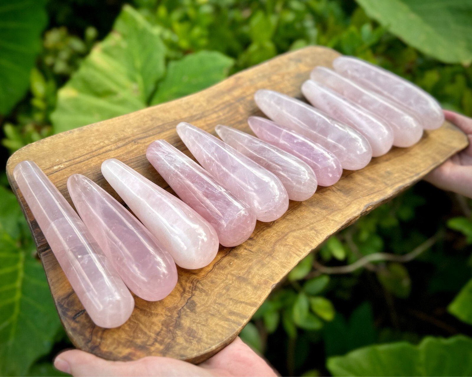 LARGE Rose Quartz Massage Wand, Natural Rose Quartz Crystal Wands – Choose Size