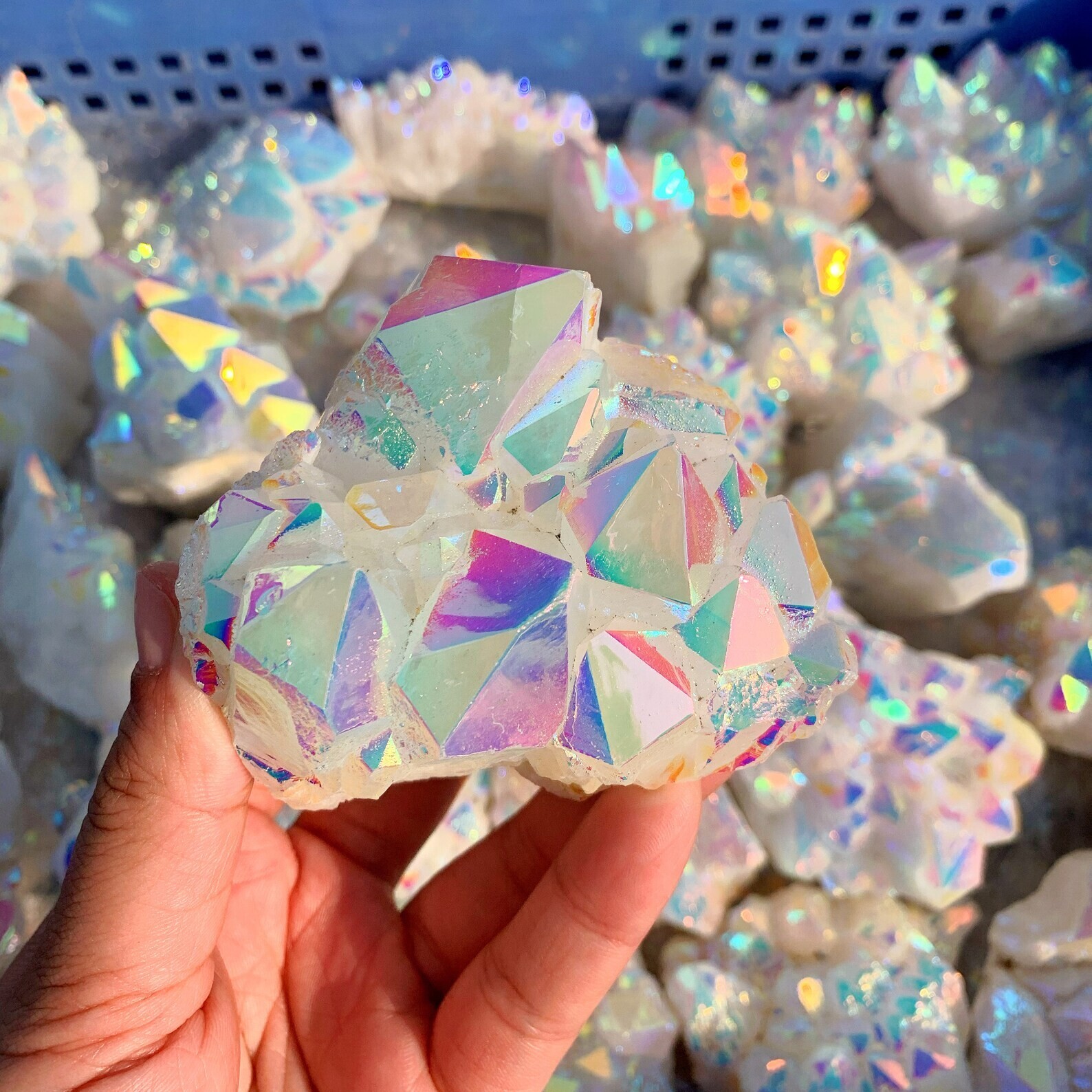 2025NEWFIND Large Rainbow Aura Quartz Crystal Cluster Healing Gift Home Decor