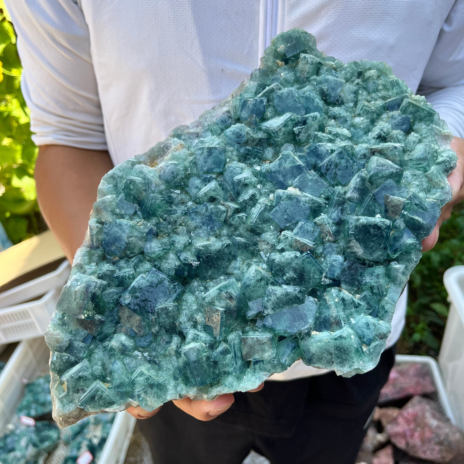 9.7lb Large Natural green cubic fluorite quartz crystal cluster mineral specimen