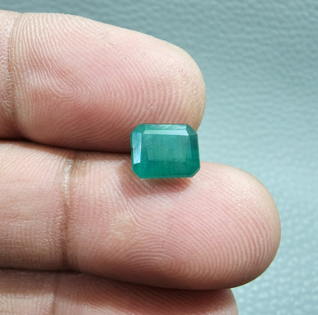 2.25 Crt Natural Green Zambian Emerald Faceted Emerald Cut Shape Loose Gemstone