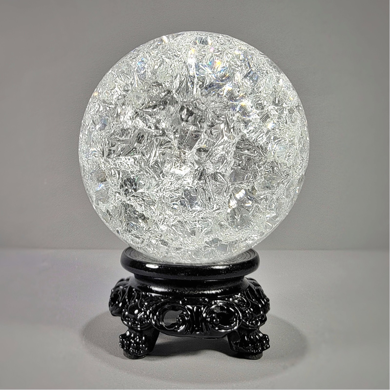 80mm Crackle Crystal Ball, Clear Glass Ball, 3.15 inch